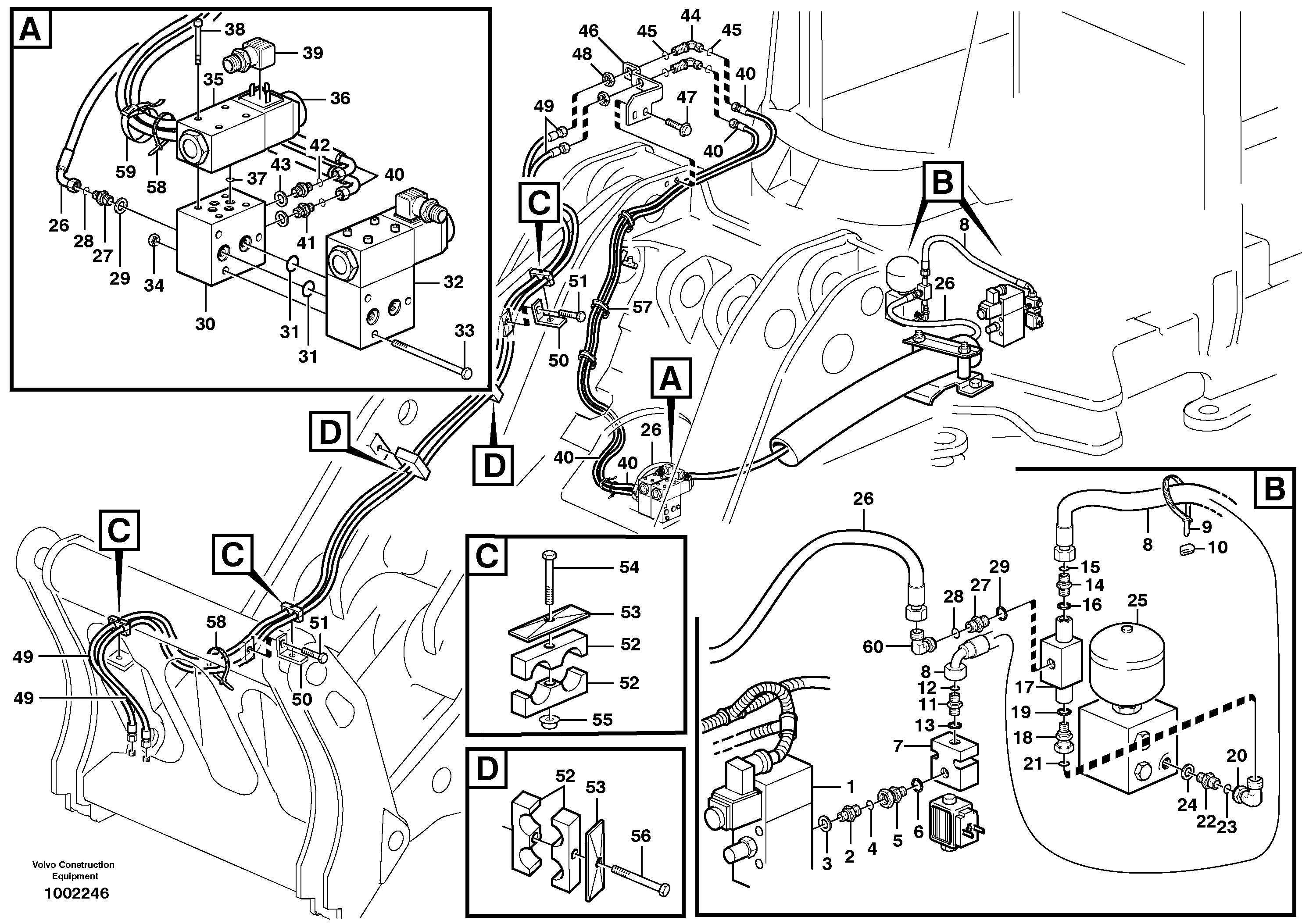 Hydraulic system, attachment bracket.  80269, 80274, 80544 — volvo parts diagram