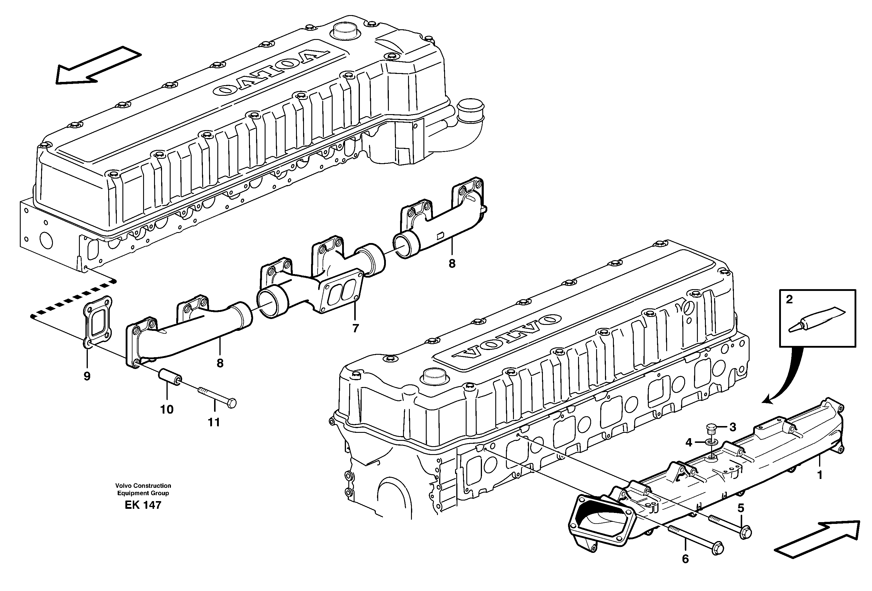 Inlet manifold and exhaust manifold — volvo parts diagram