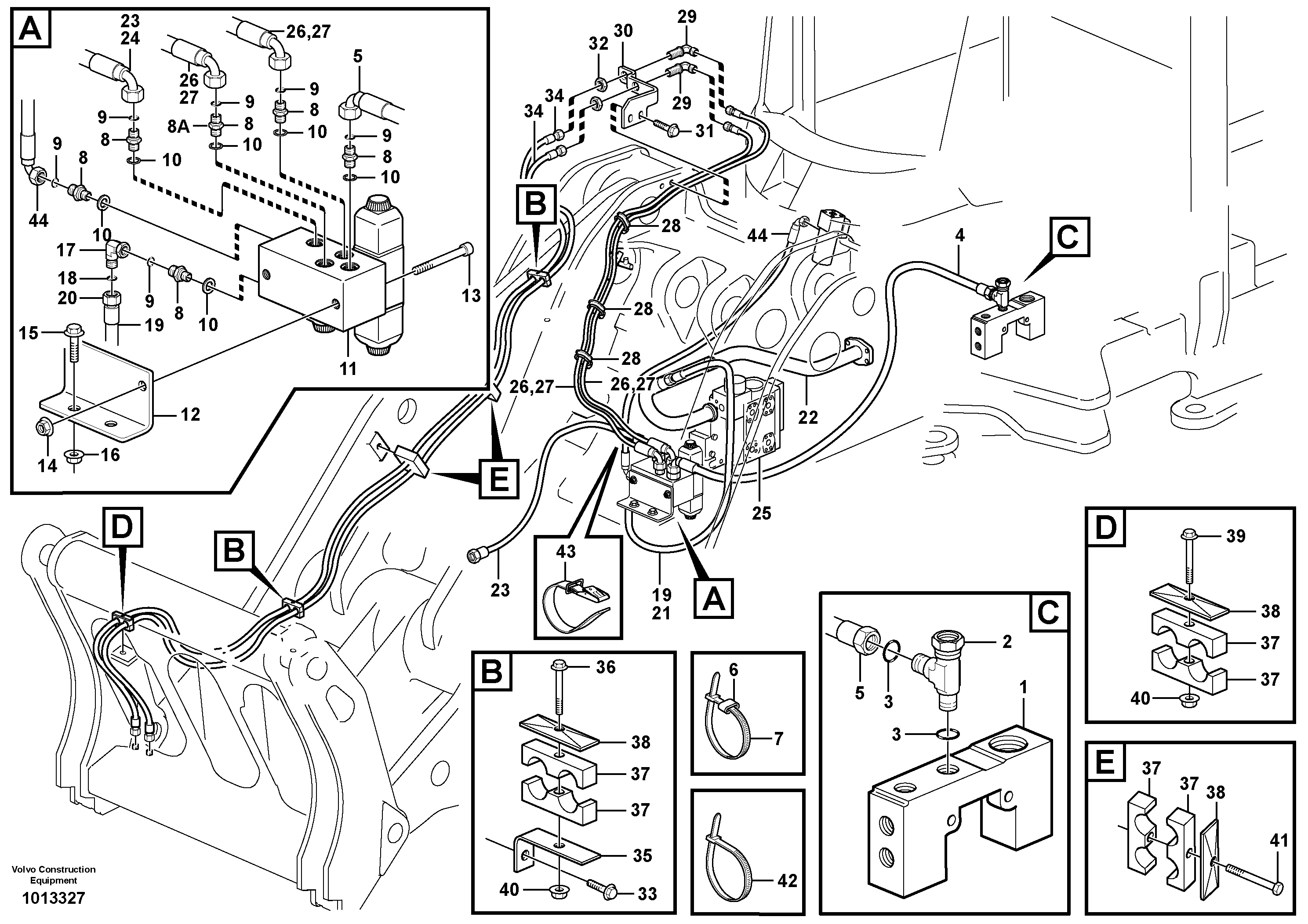 Hydraulic system, attachment bracket.  82578, 82579 — volvo parts diagram