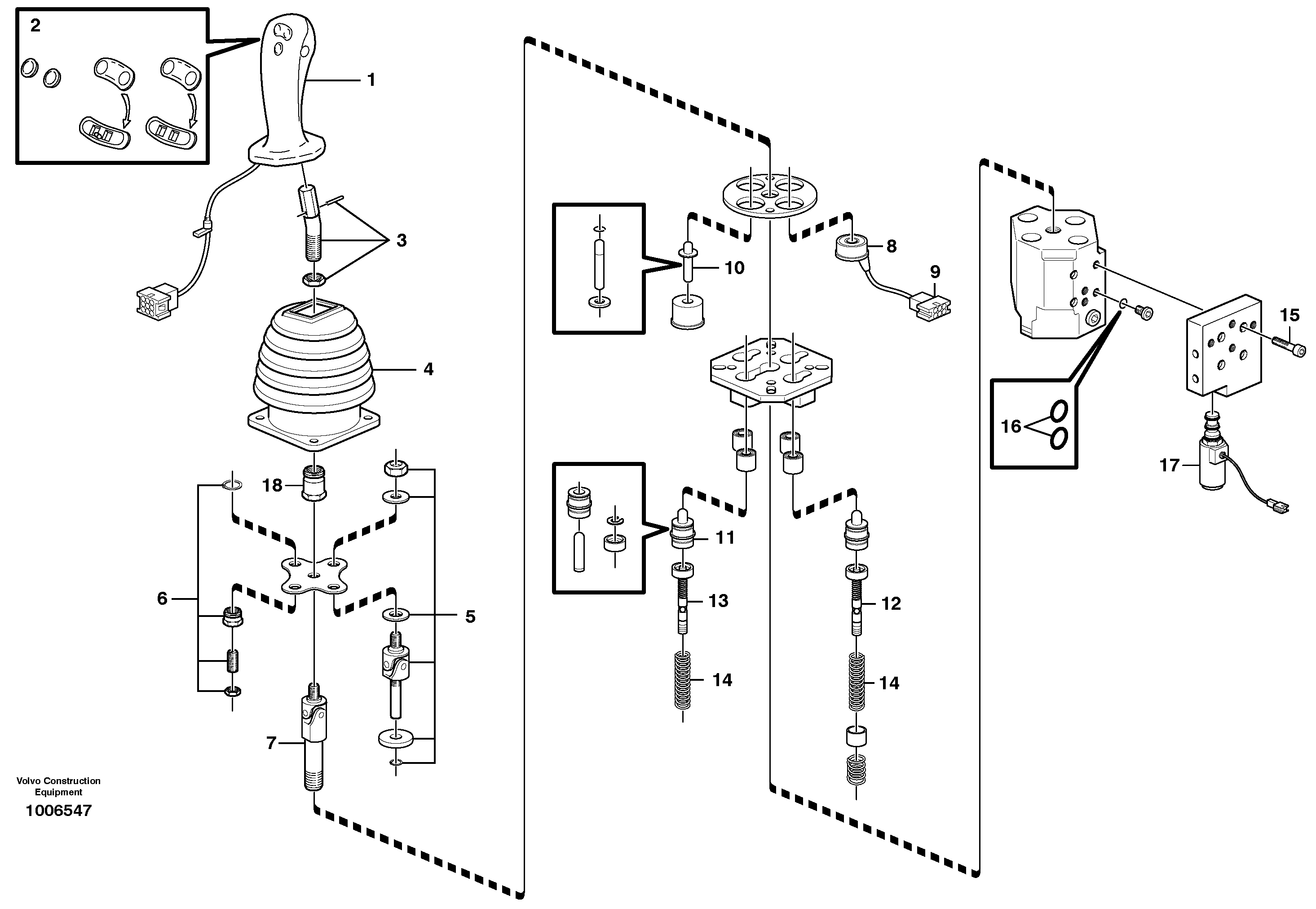 Servo valve, single levercontrol  82325, 82326 — volvo parts diagram