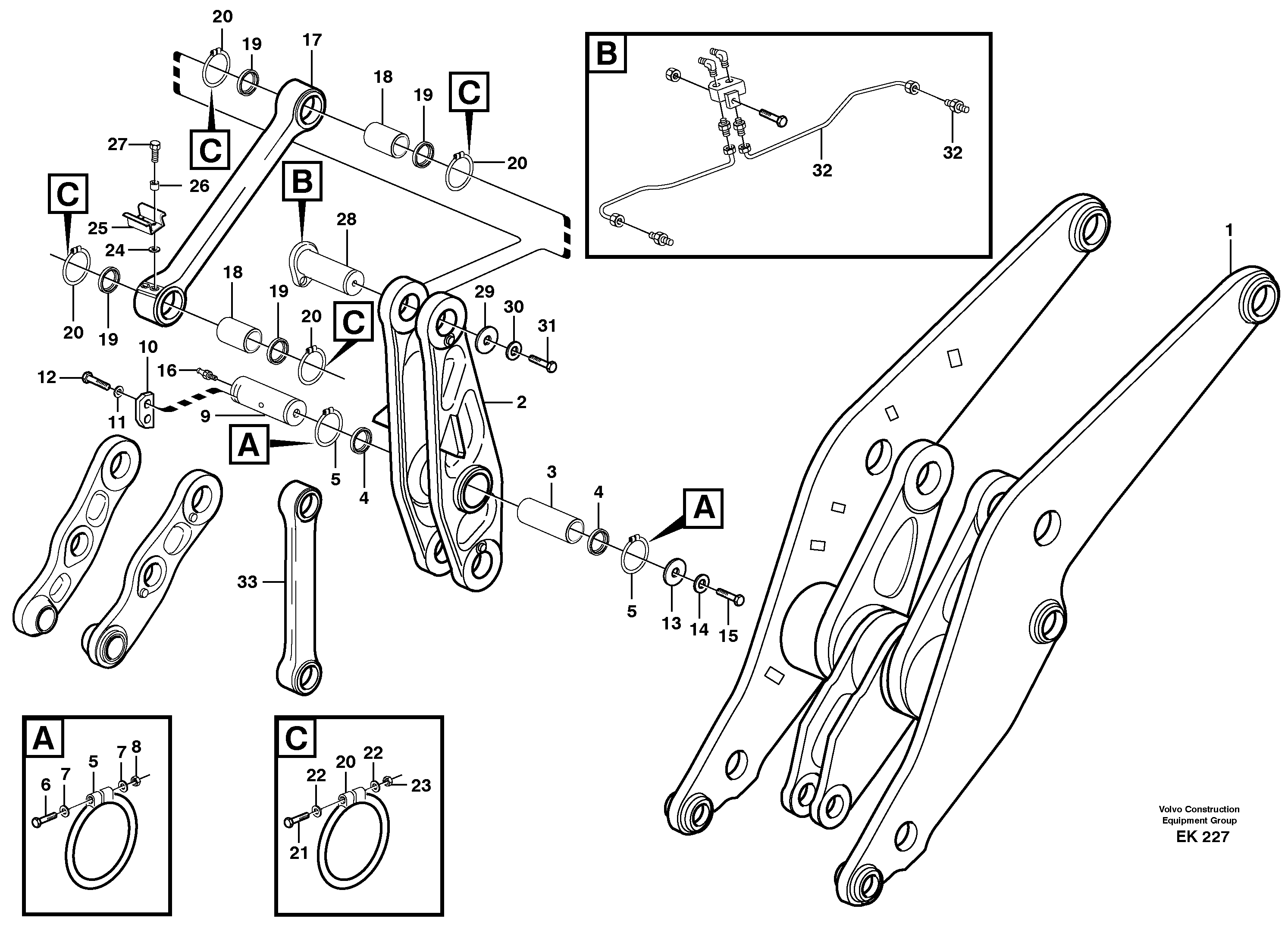 Rear links with assembly parts — volvo parts diagram