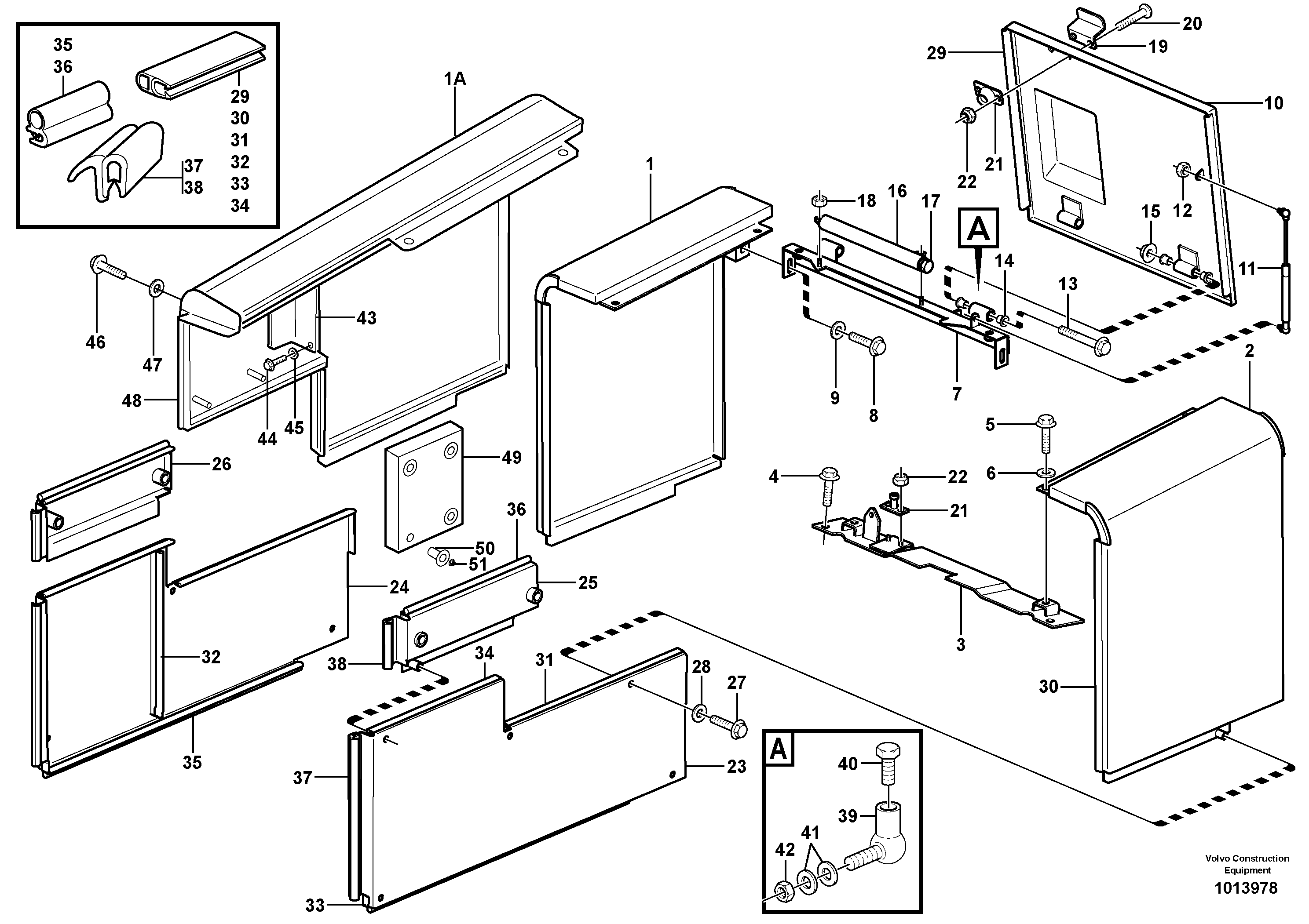 Hatches, hydraulic fluid tank — volvo parts diagram