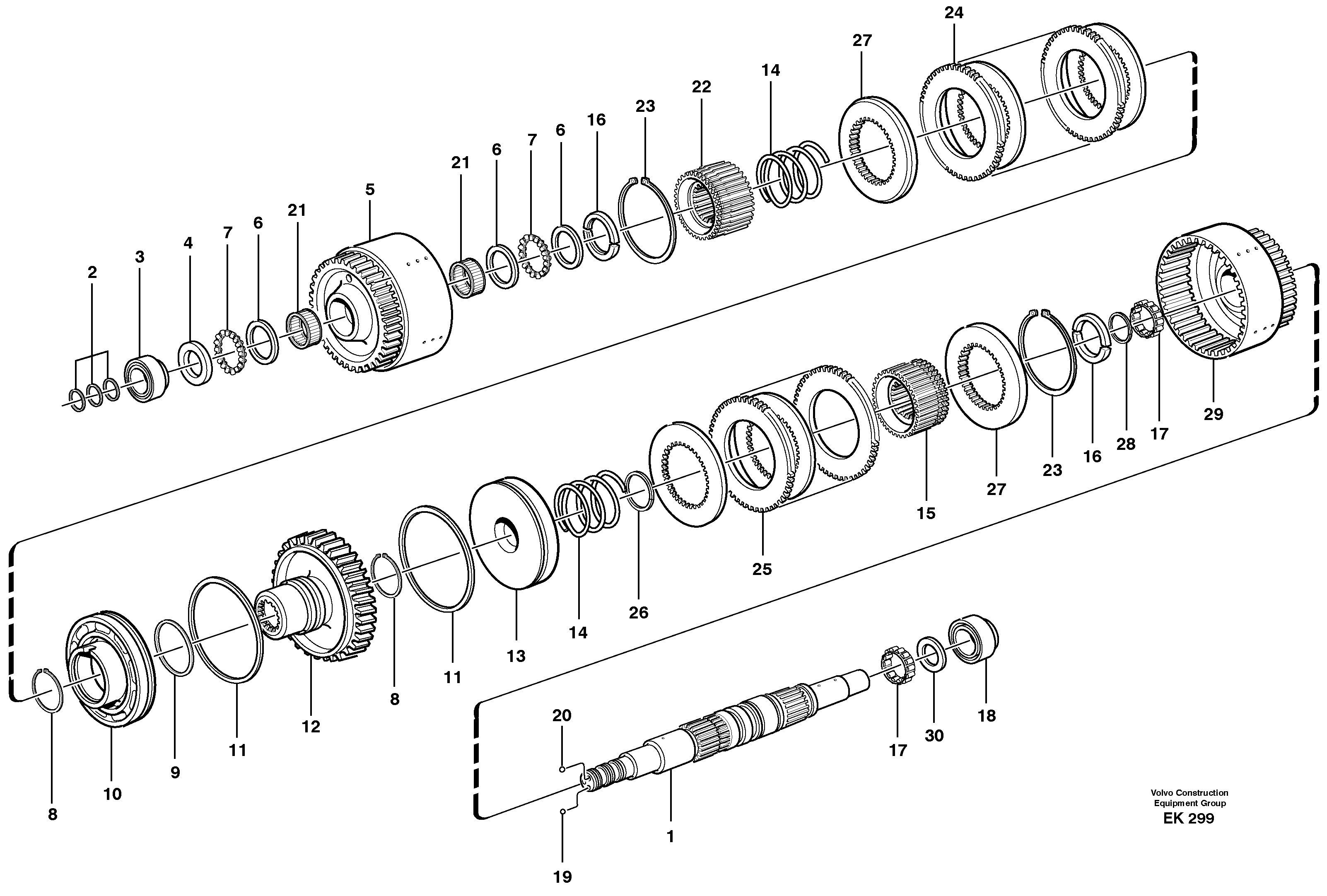 Hydraulic clutch, forward / 1 st speed  22534, 22544 — volvo parts diagram