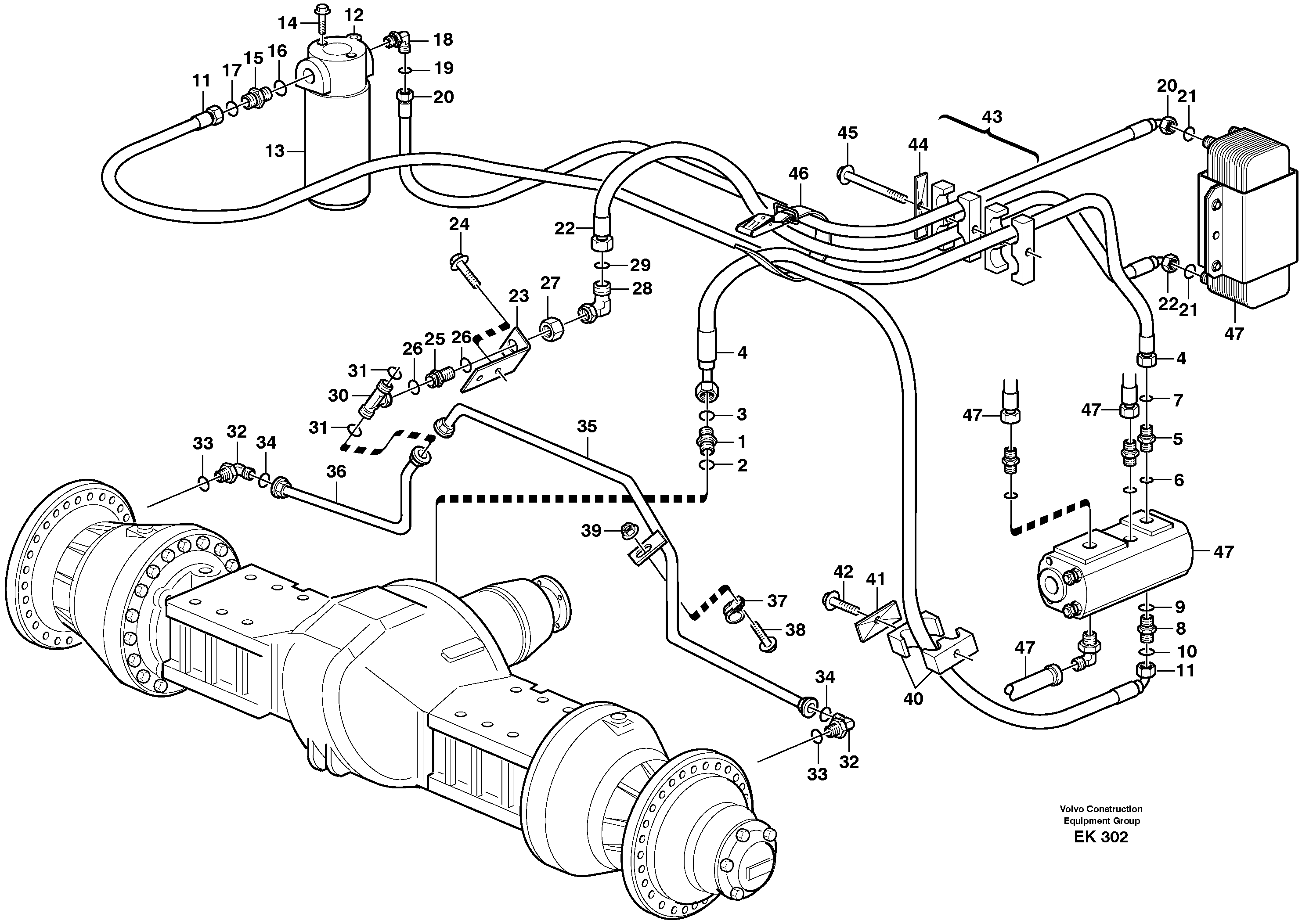 Oil cooler, forword, pump circuit.  80268, 82650 — volvo parts diagram