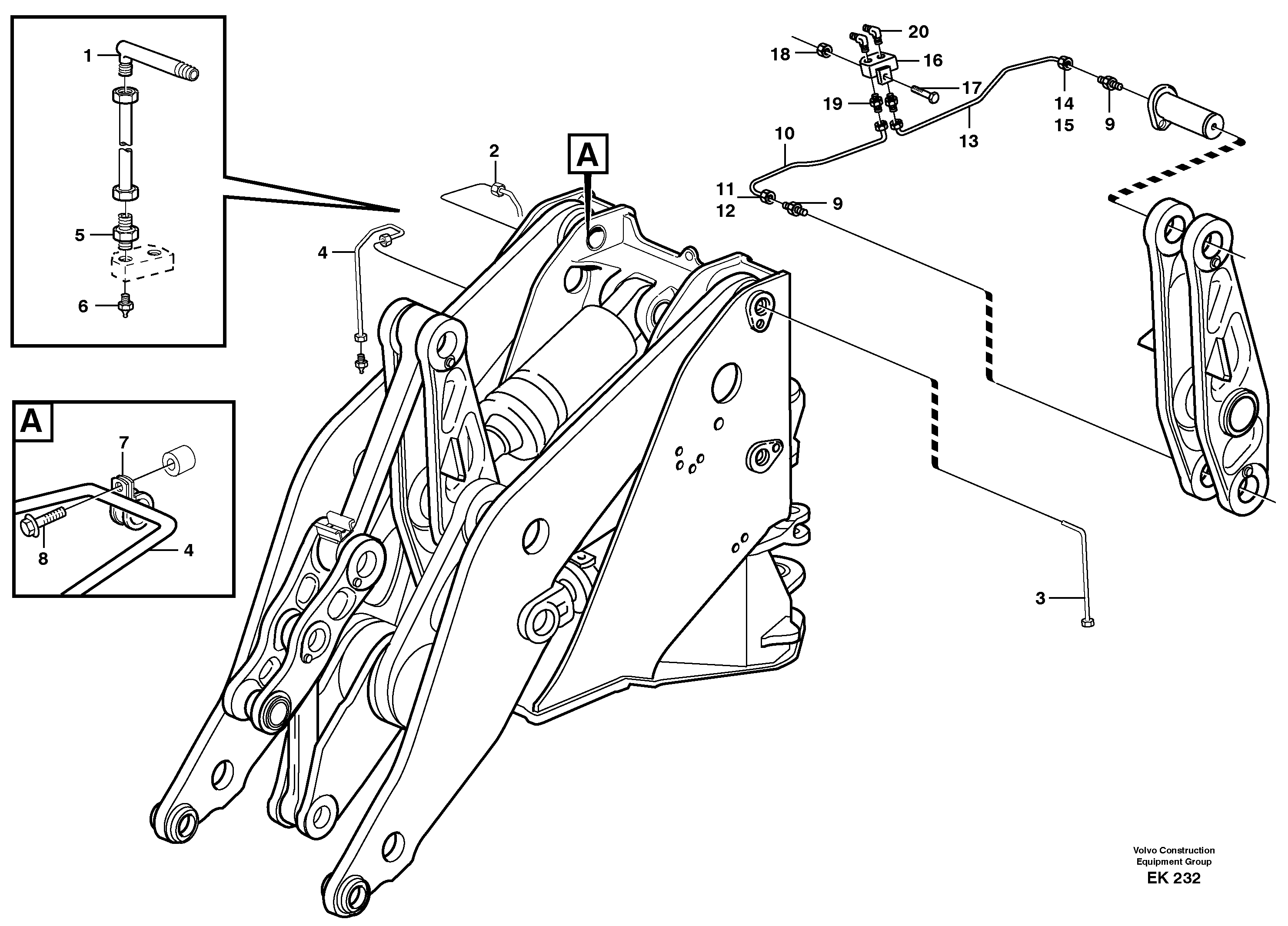 Extended lube points for lift arm system — volvo parts diagram