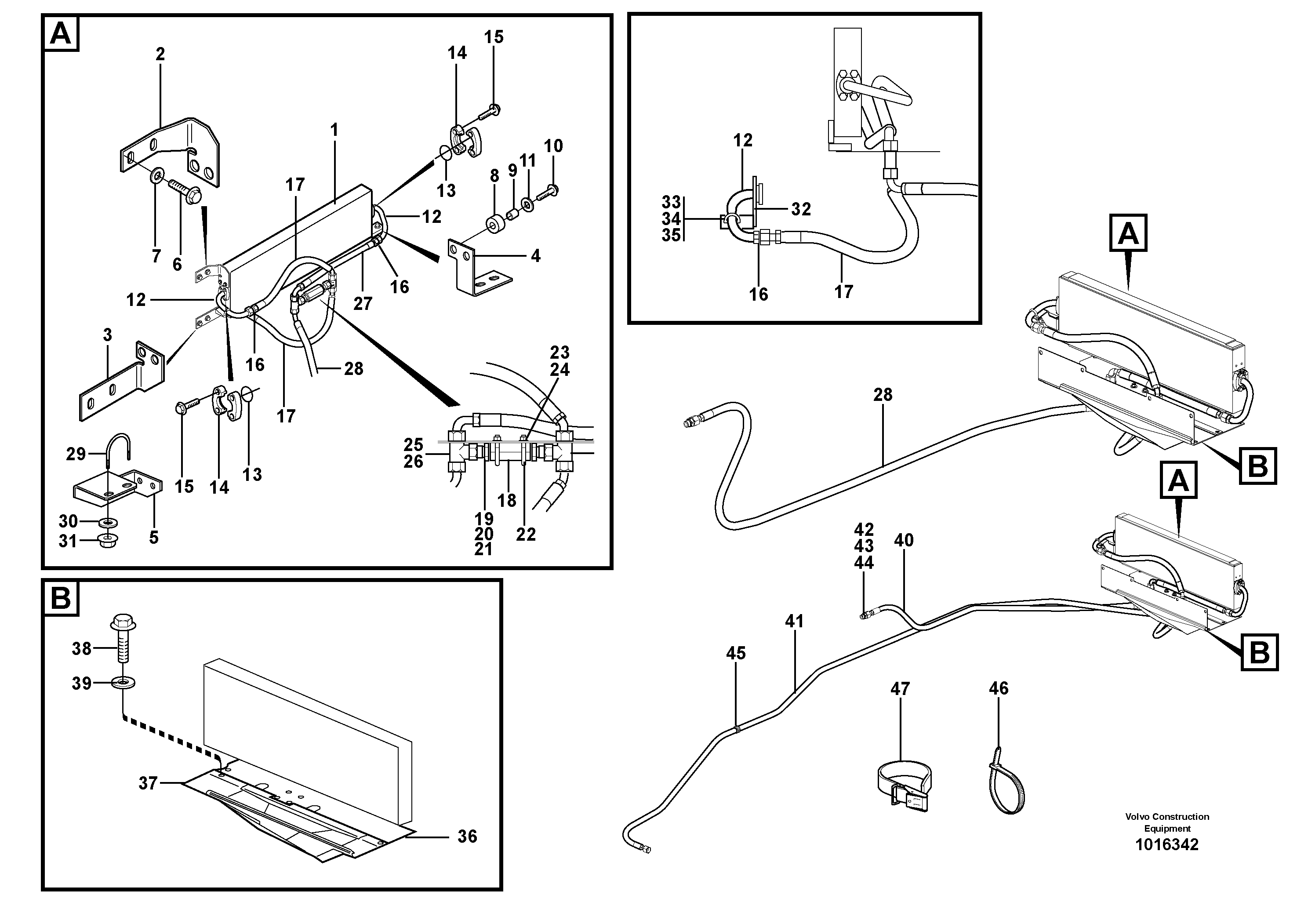 Oil cooler 83143, 83144 — volvo parts diagram