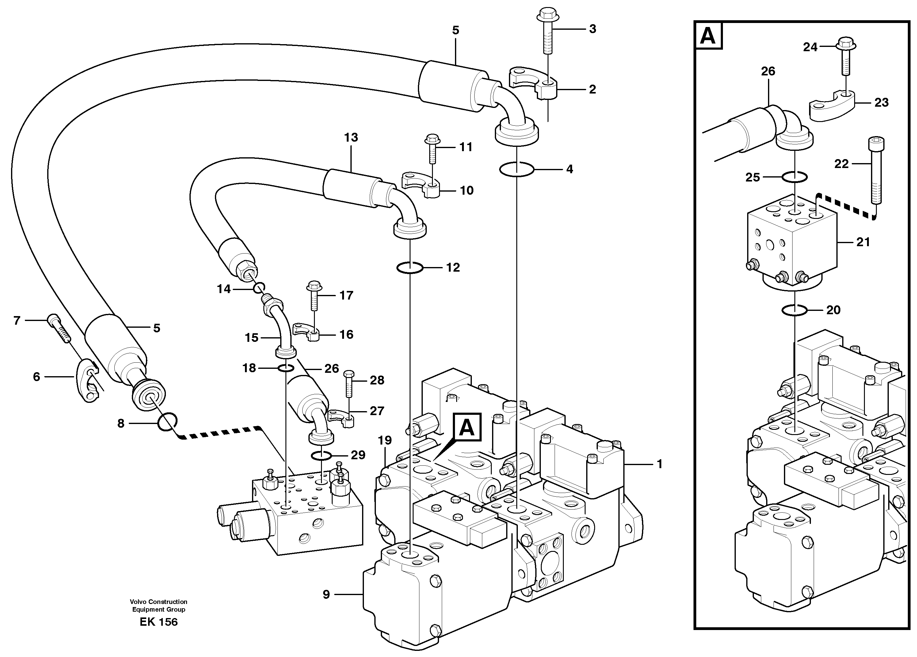 Feed line, pump - central block  33823 — volvo parts diagram