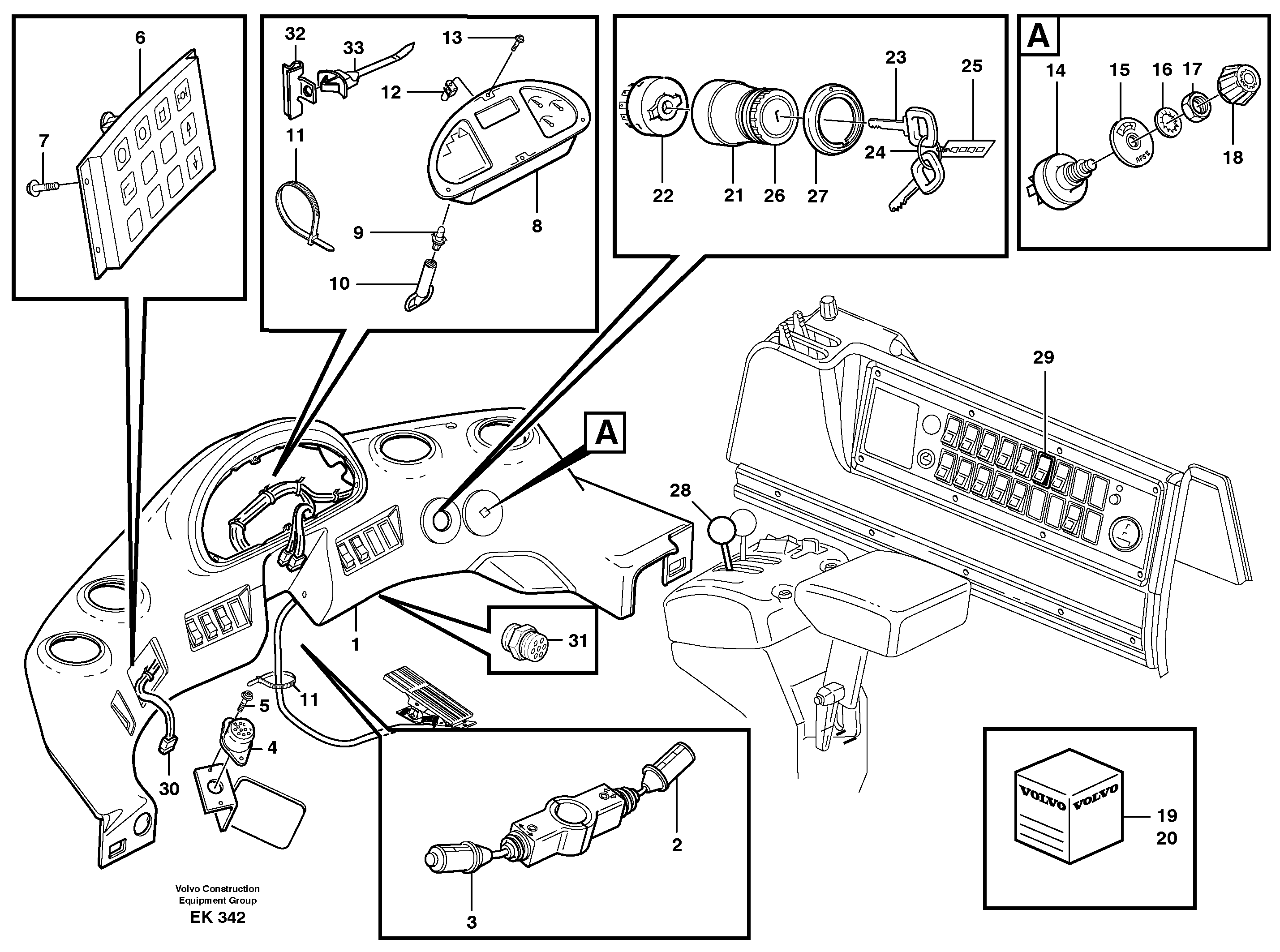Instrument panel STD, 94638 USA — volvo parts diagram