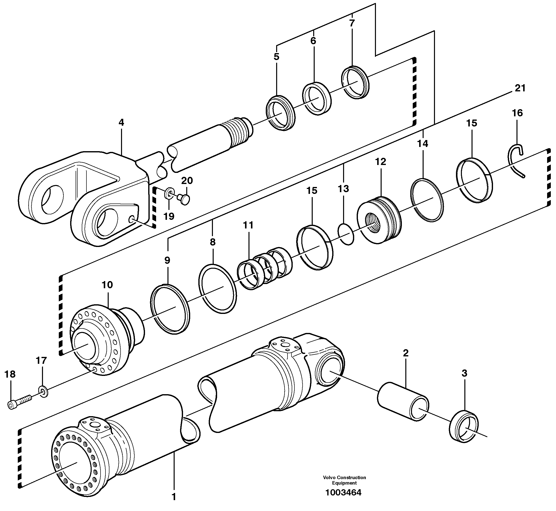 Hydraulic cylinder, lifting.  33823 — volvo parts diagram