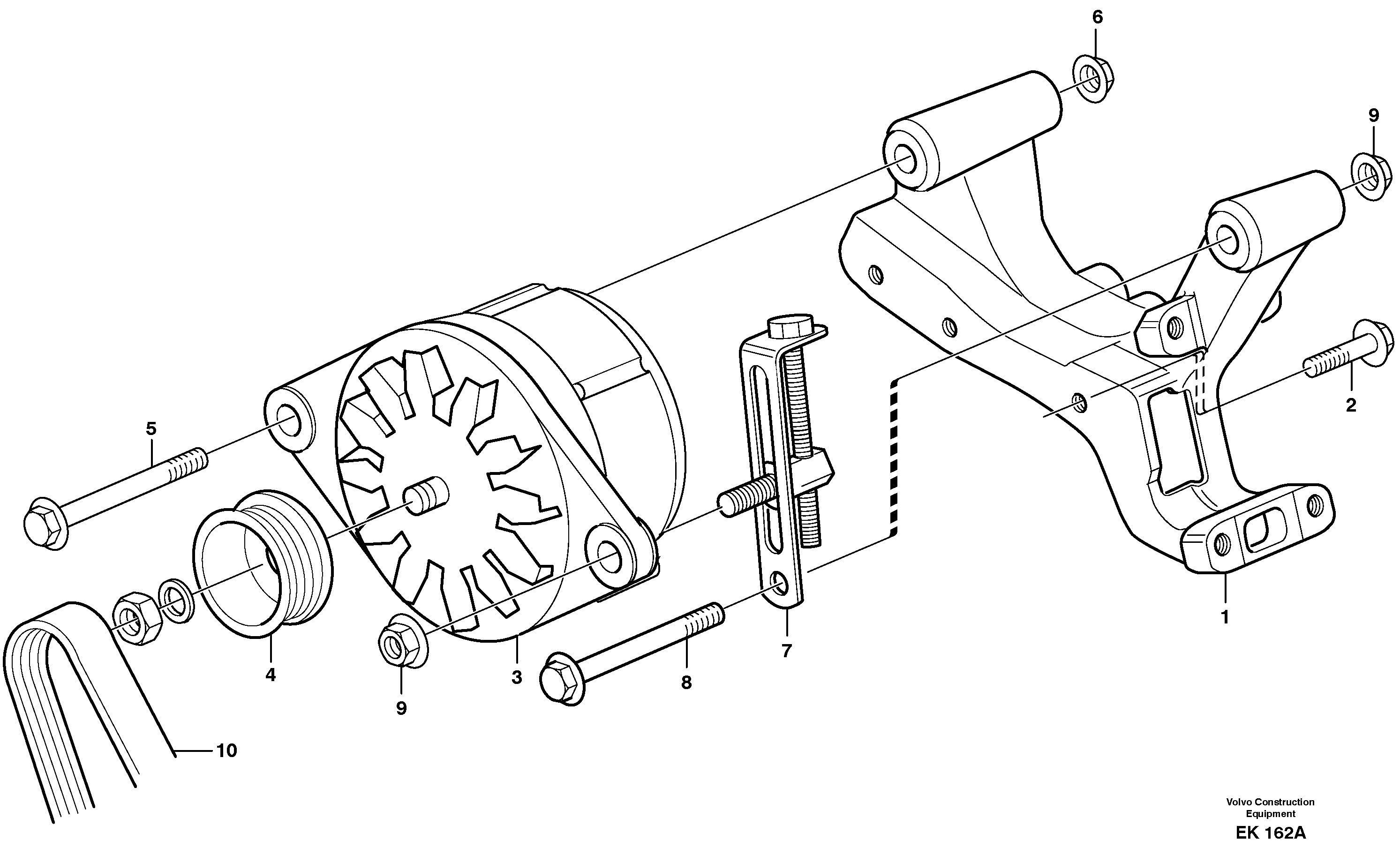 Alternator with assembling details — volvo parts diagram