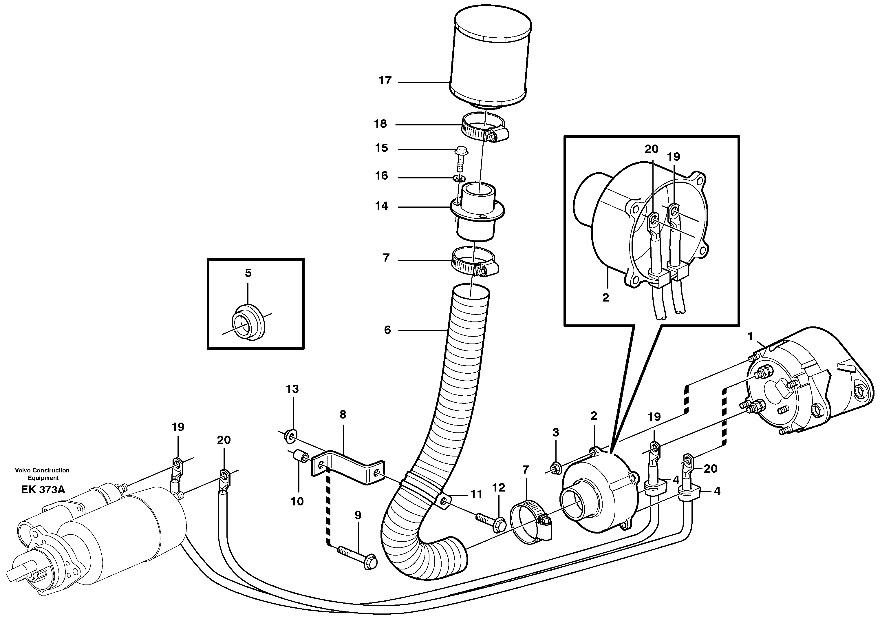 Alternator, 80A. With fitting parts. 80317, 80512, 82034 — volvo parts diagram