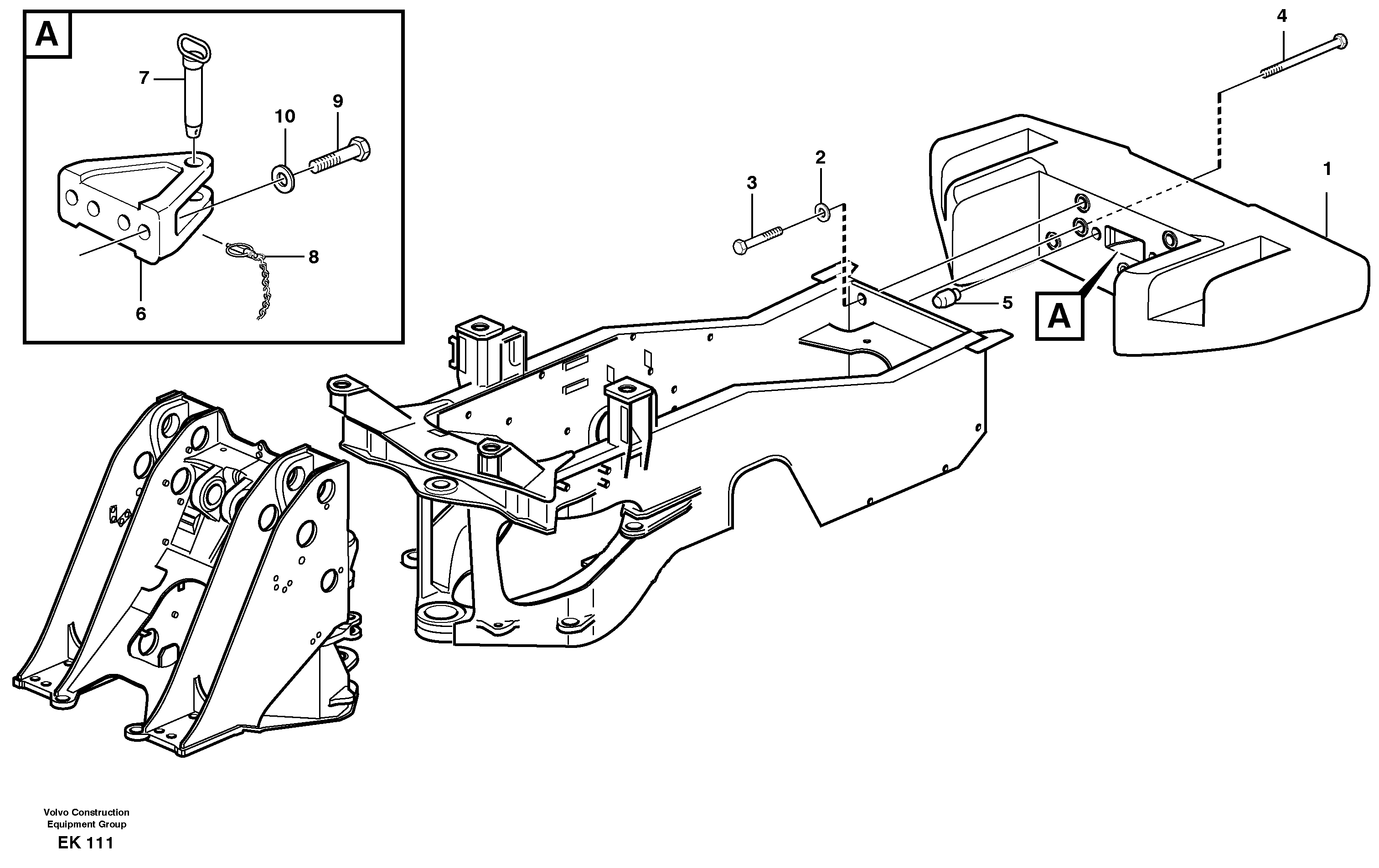 Rear hitch and counterweight 33823 — volvo parts diagram