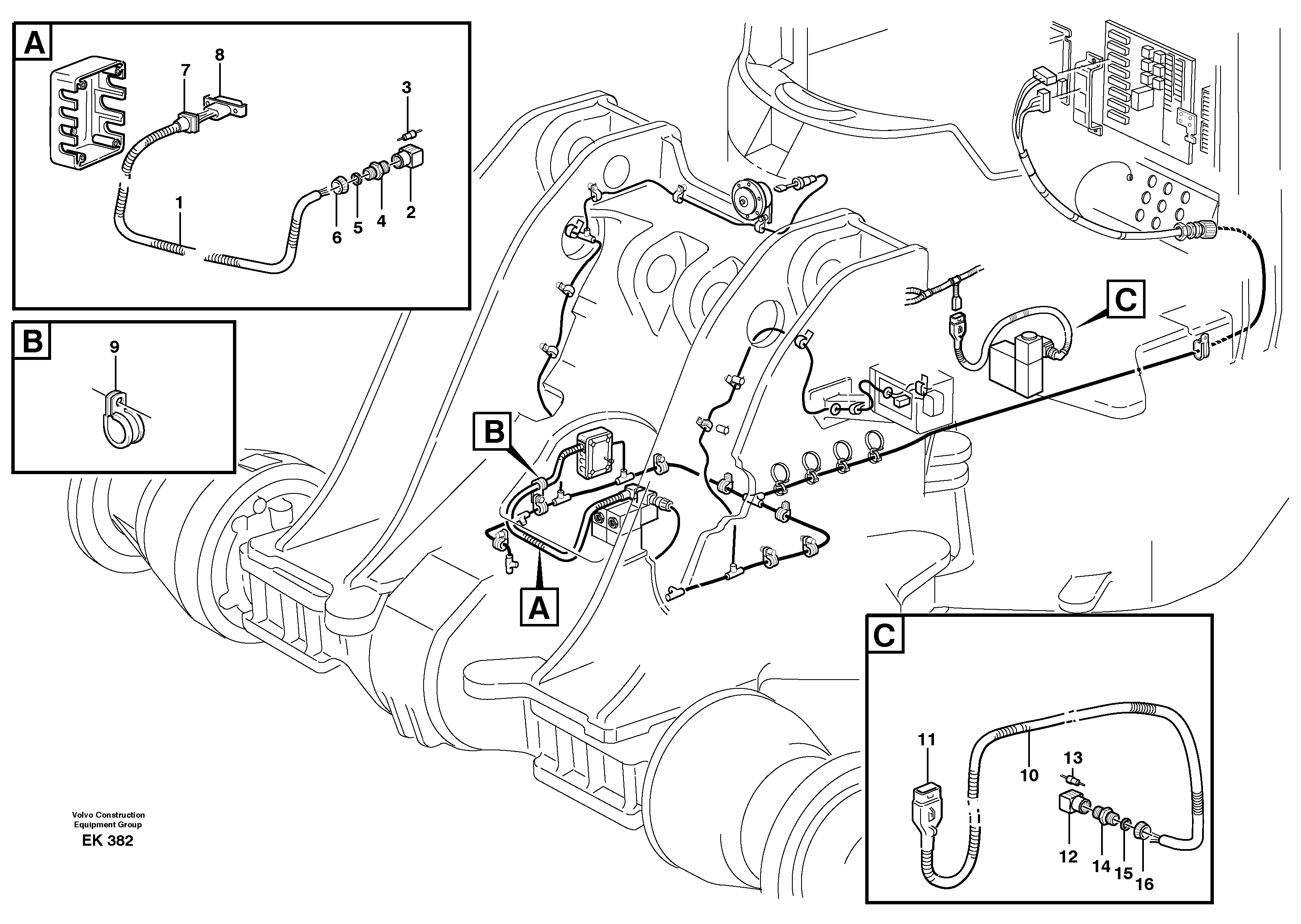 Cable harness, attachmentbracket.  80269, 80274 — volvo parts diagram