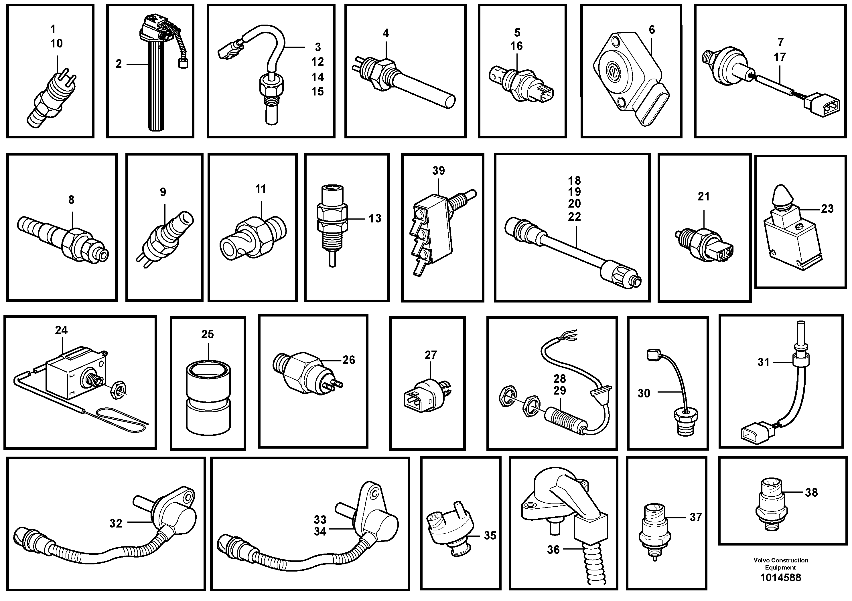 Sensors, reference list — volvo parts diagram