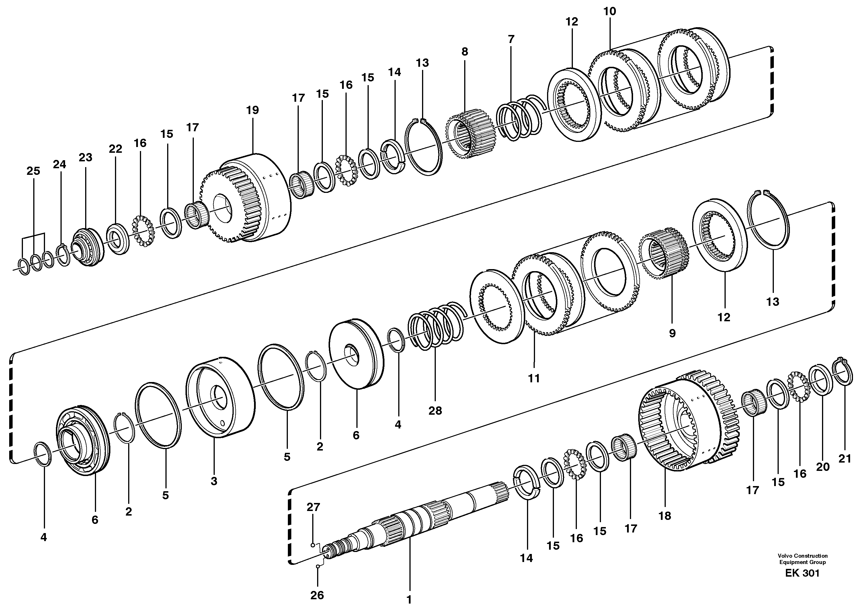 Hydraulic clutch, 3rd / 4th speed  22534, 22544 — volvo parts diagram
