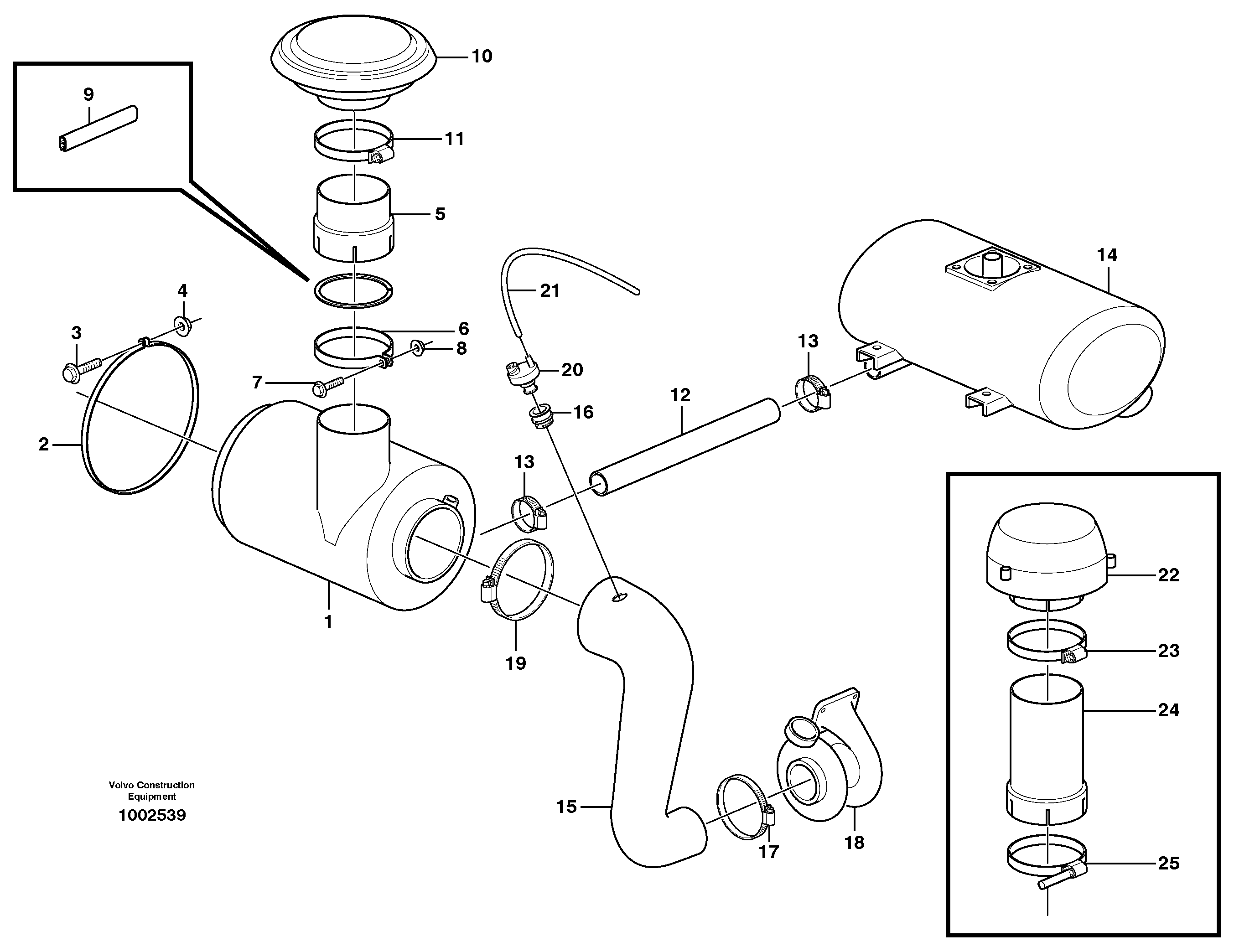 Air filter with fitting parts — volvo parts diagram