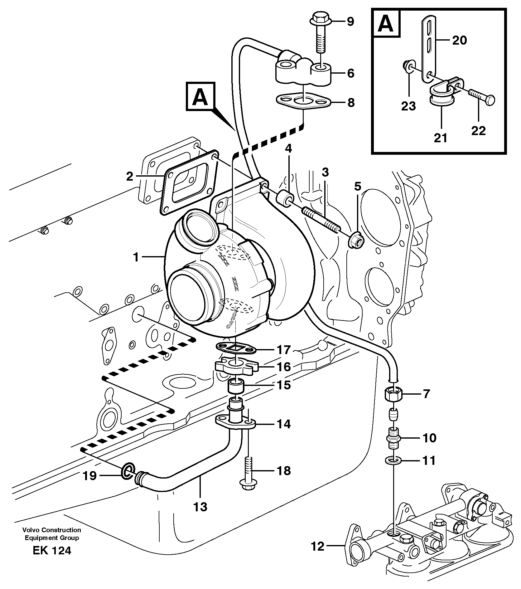 Turbocharger with fitting parts — volvo parts diagram
