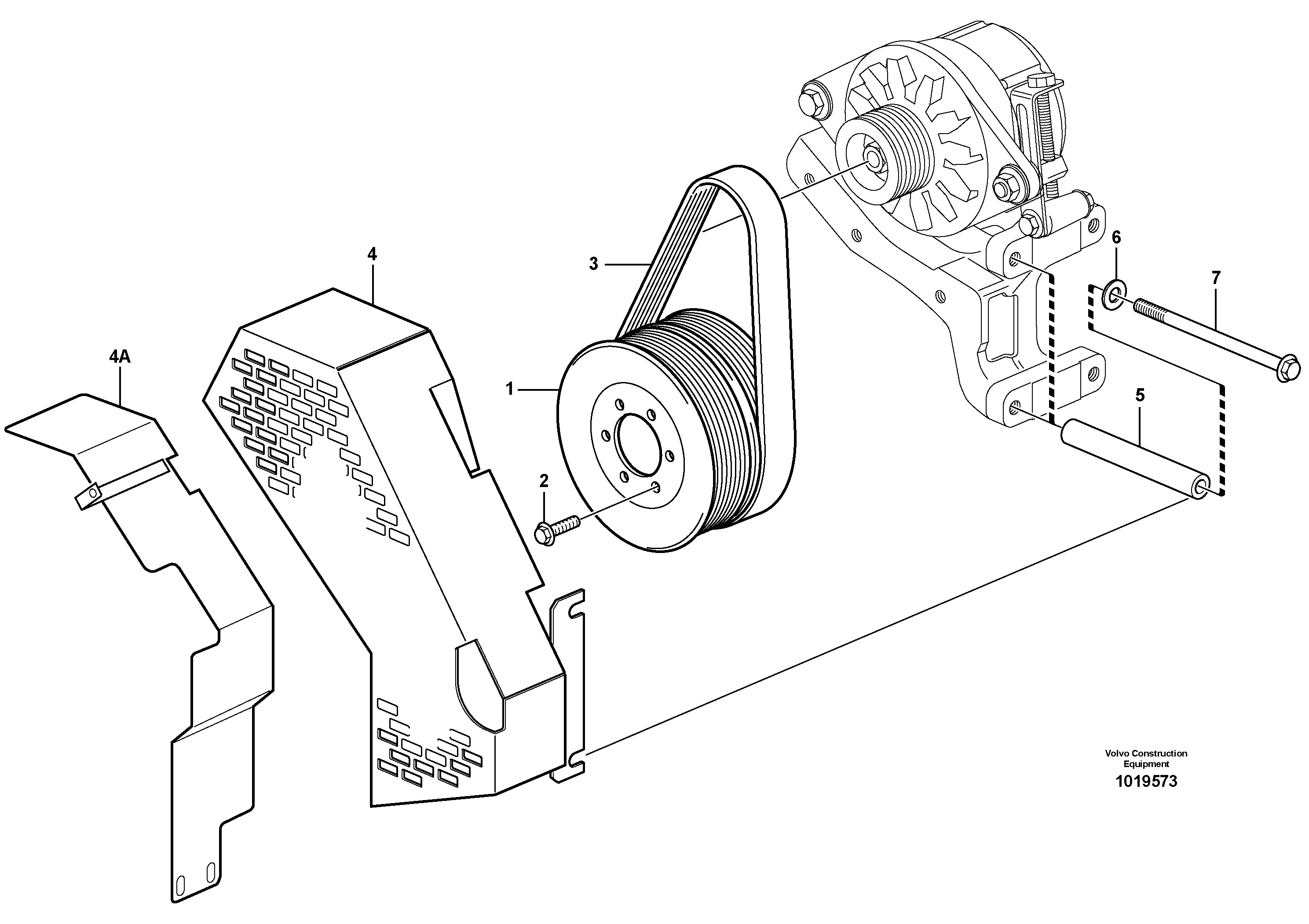 Drive belt and belt protector — volvo parts diagram