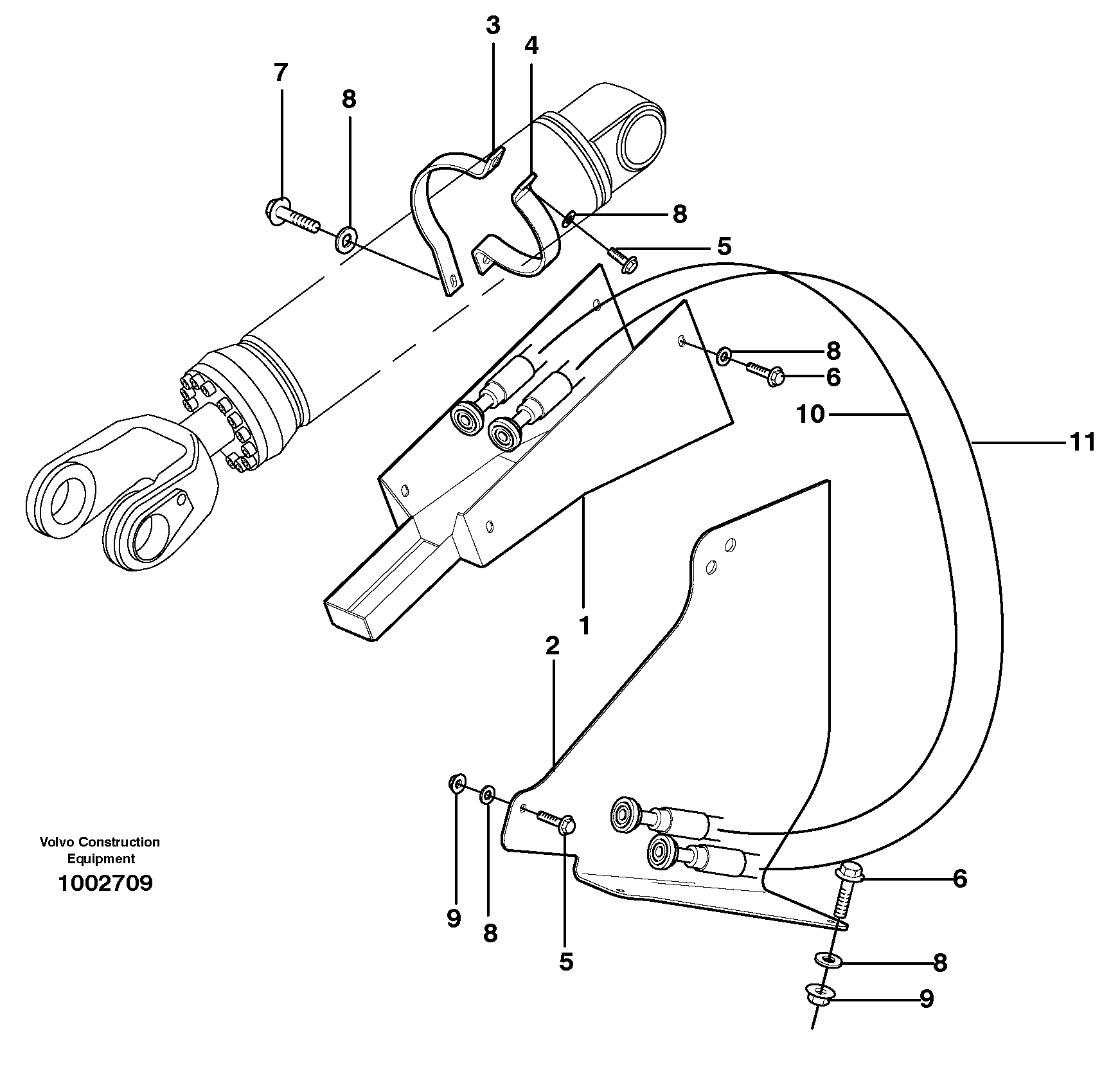 Hose protection, lift cylinder  82221 — volvo parts diagram