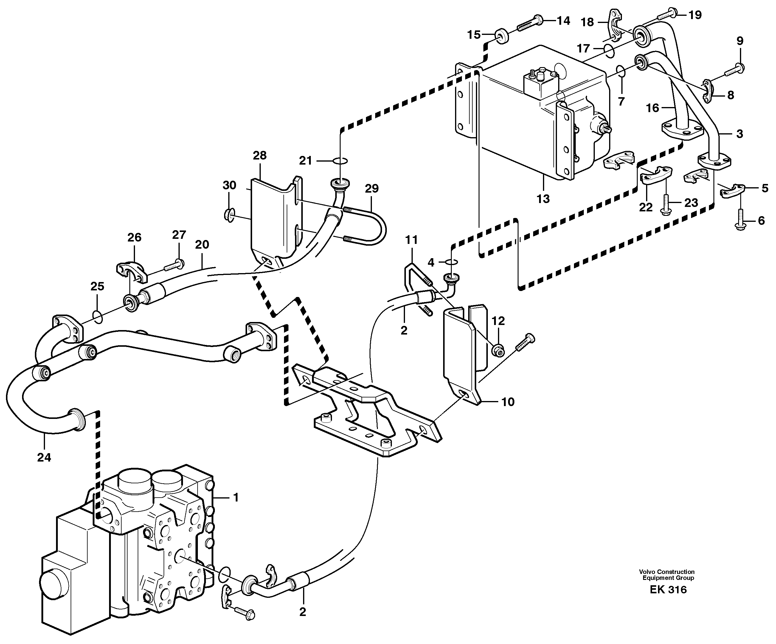 Hydraulic system, feed and return lines 3rd function.  80275,  80276 — volvo parts diagram