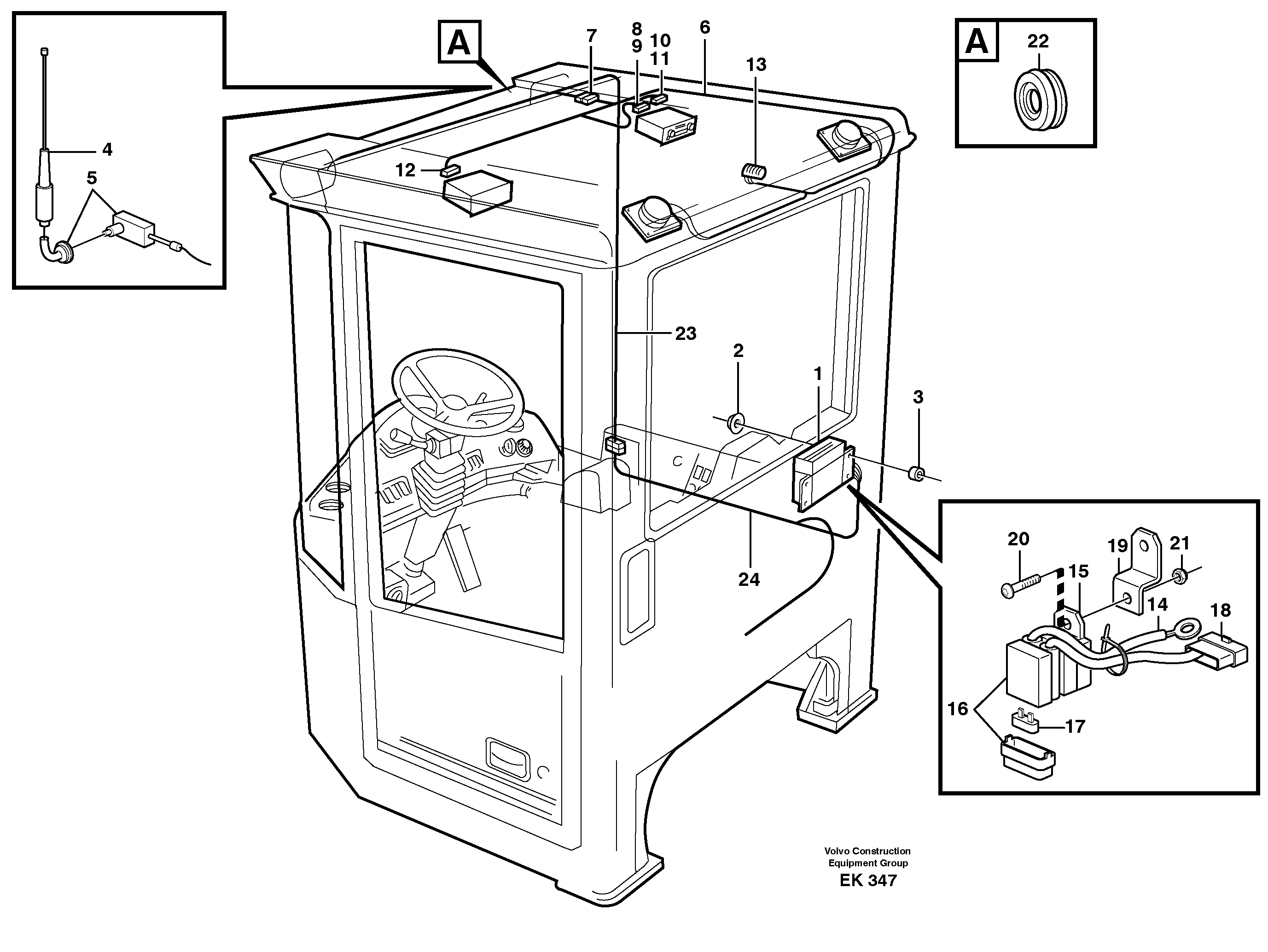 Cable harness for radio 80518, 82975 — volvo parts diagram