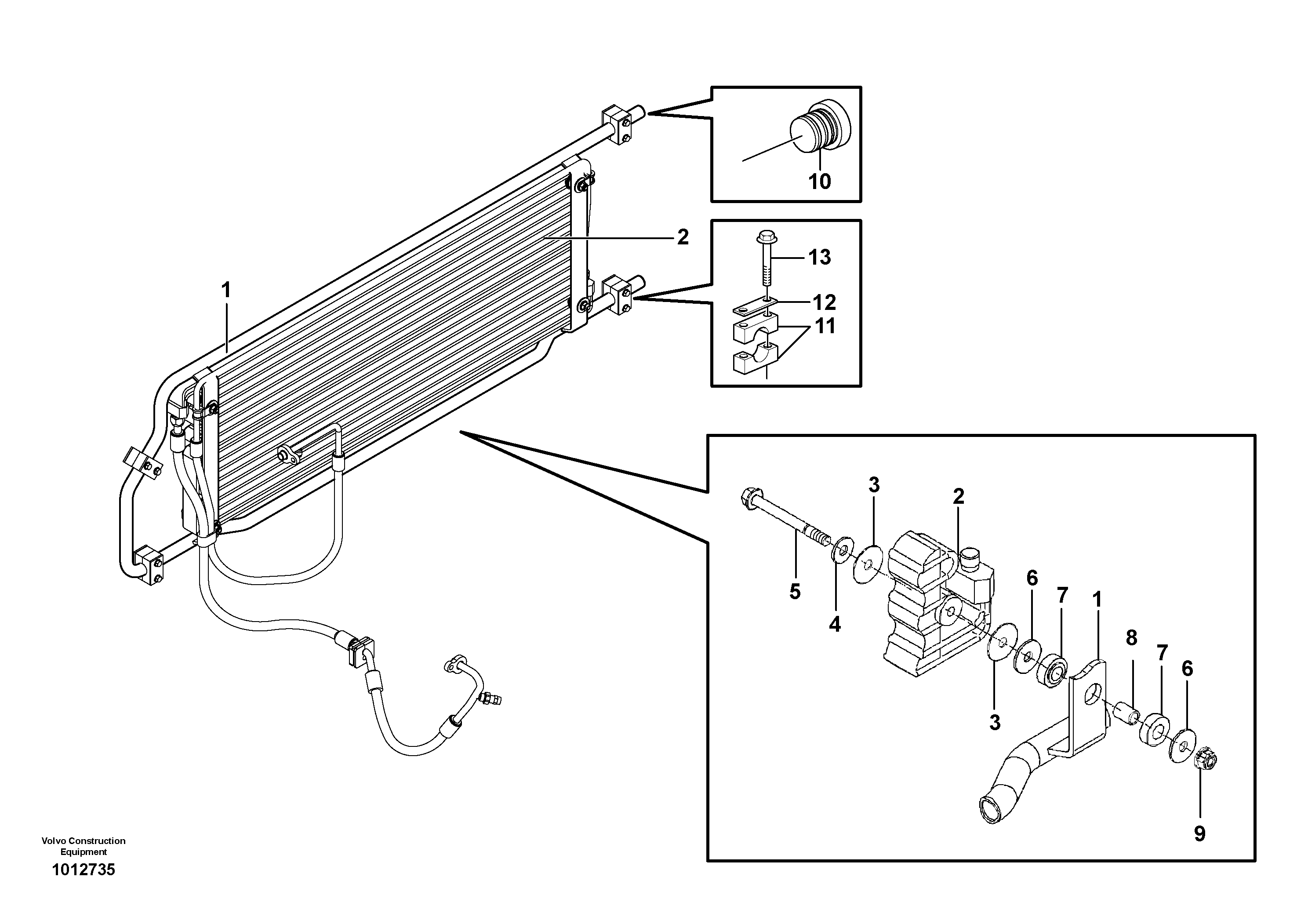 Condenser for cooling agent R134a with fitting parts.  80297, SER NO 2959 -, 82777 — volvo parts diagram