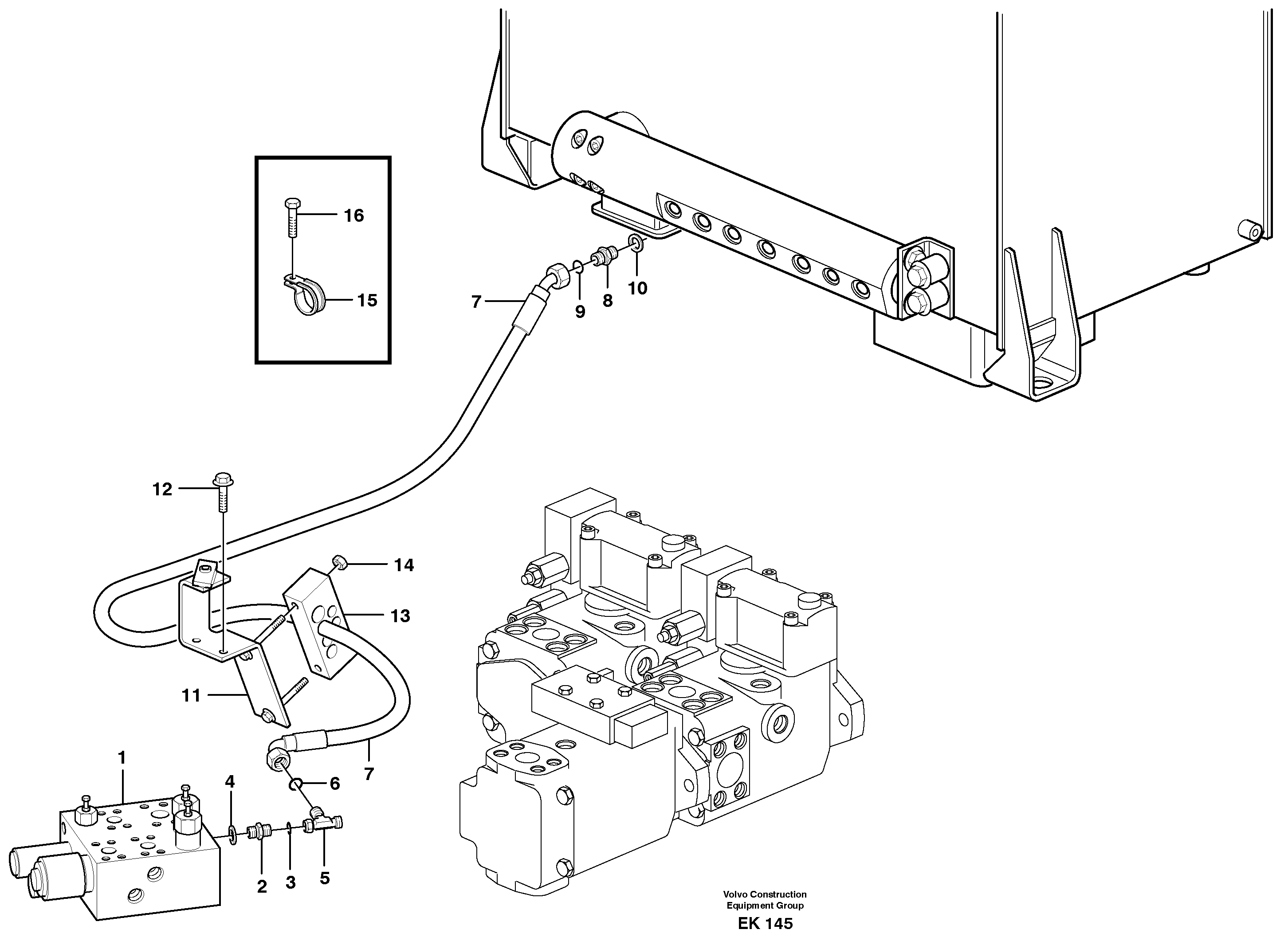 Draining line, central block — volvo parts diagram