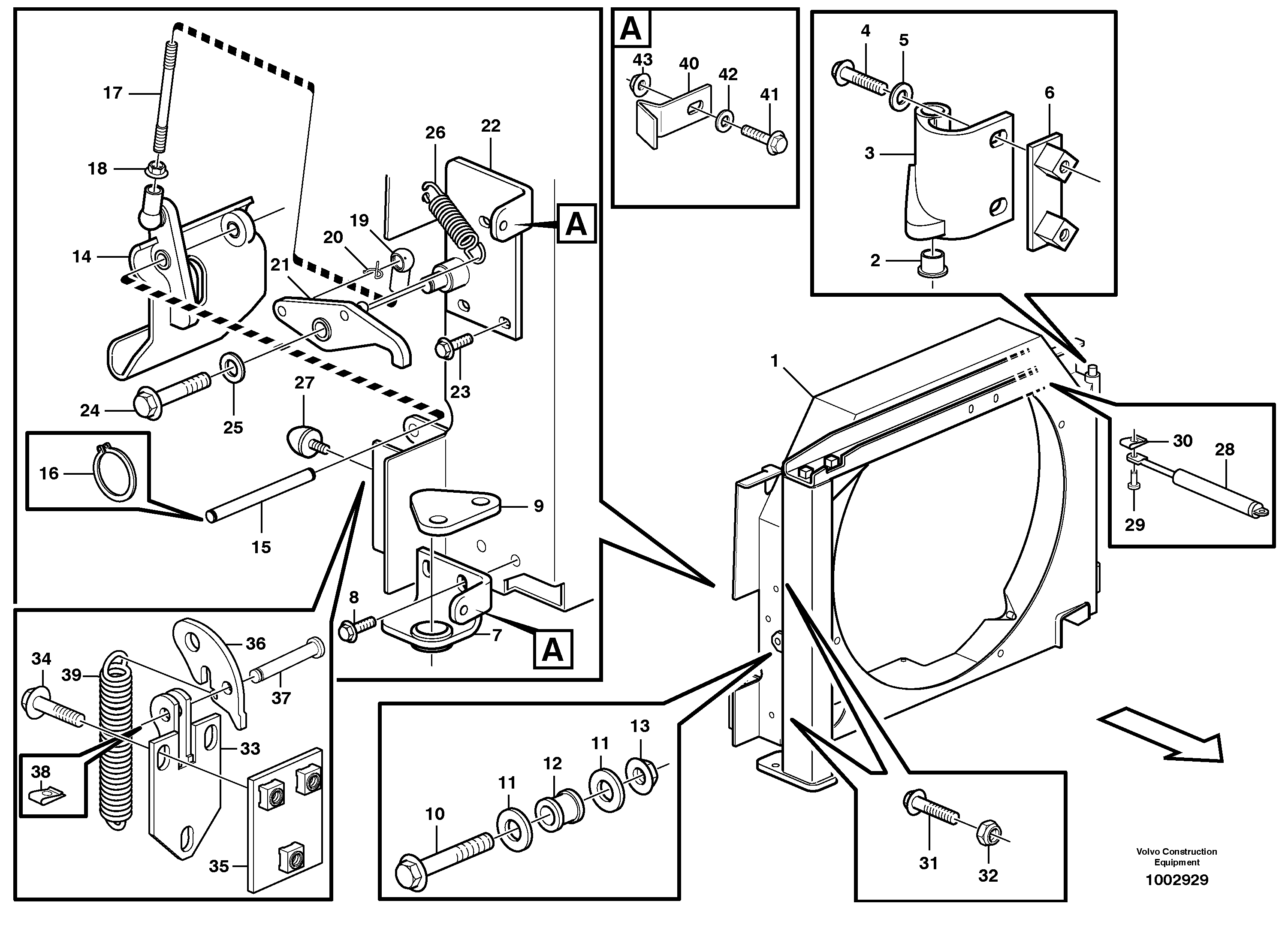 Fan housing with fitting parts — volvo parts diagram