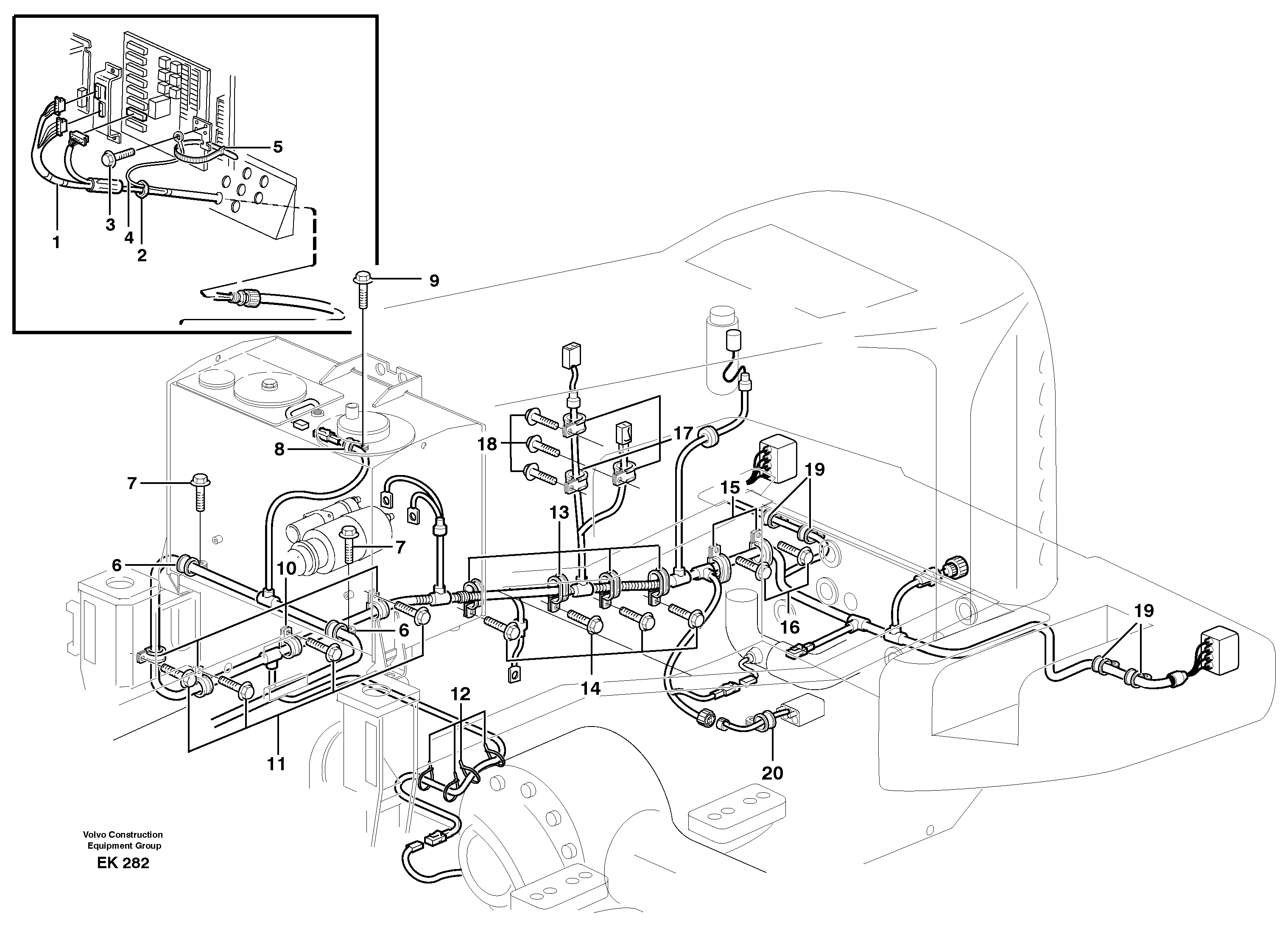 Rear cable harness with assembly parts. — volvo parts diagram