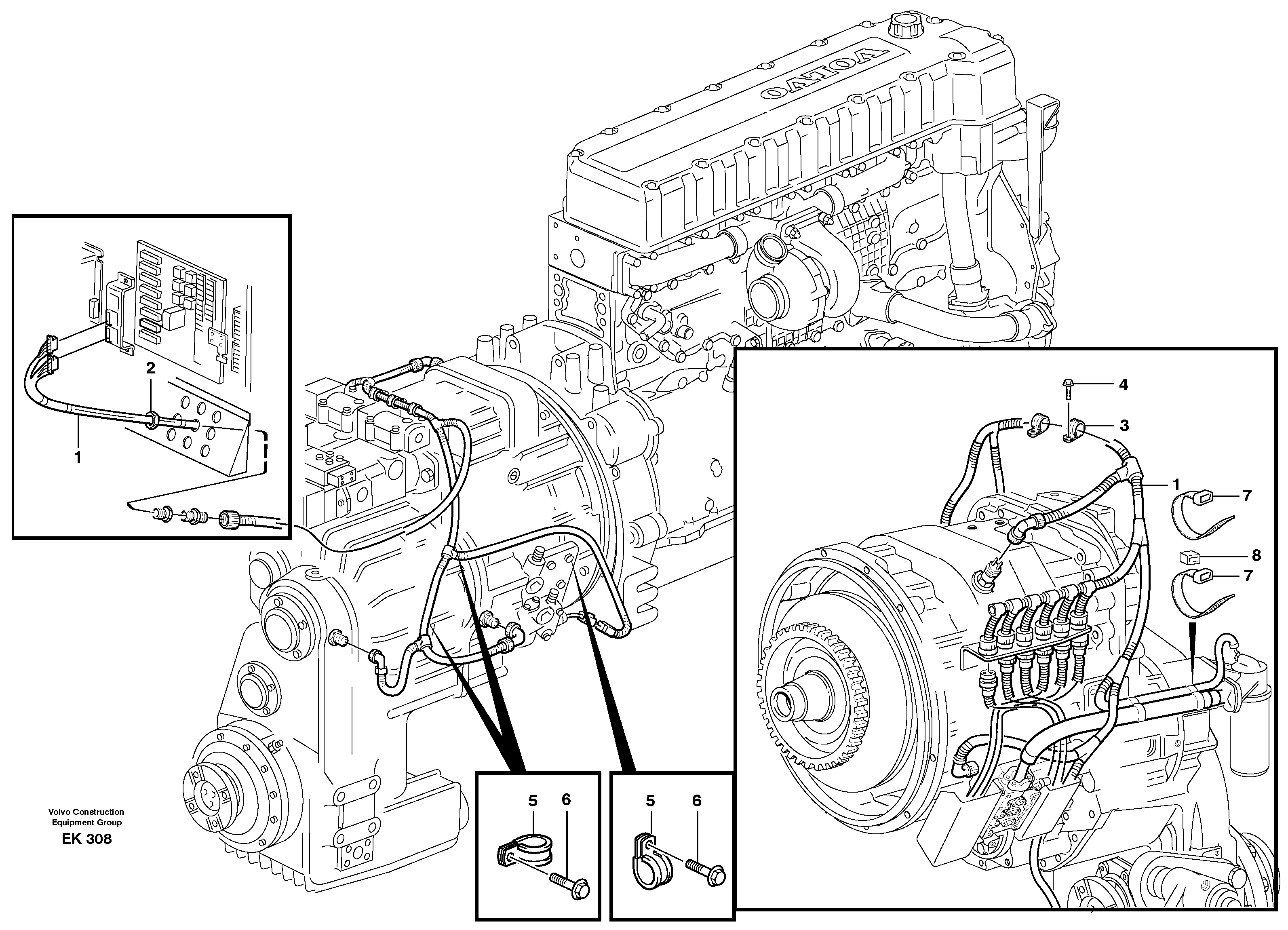 Cable harness for transmission with assembly parts. — volvo parts diagram