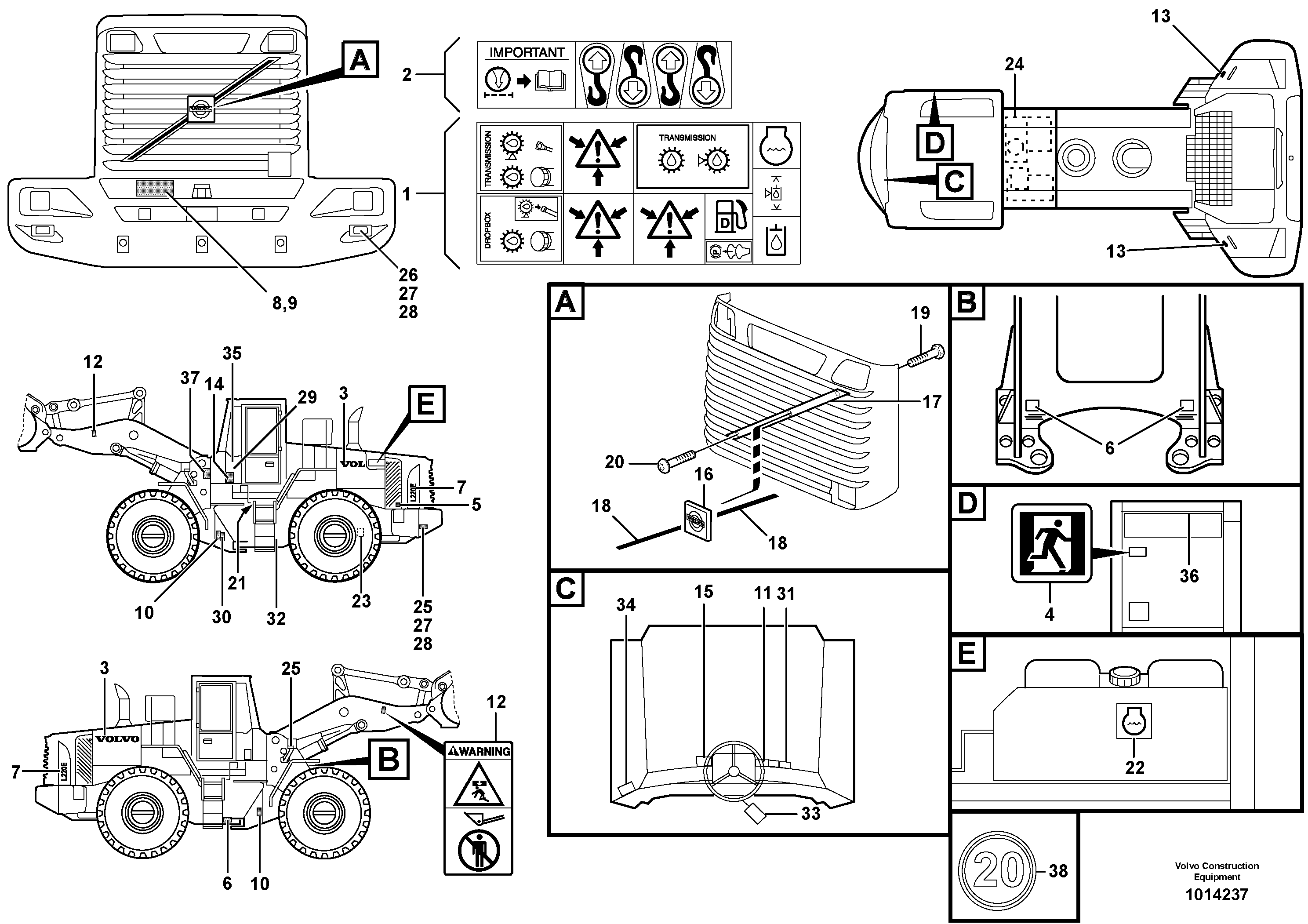 Sign plates and decals 33823,80689 — volvo parts diagram