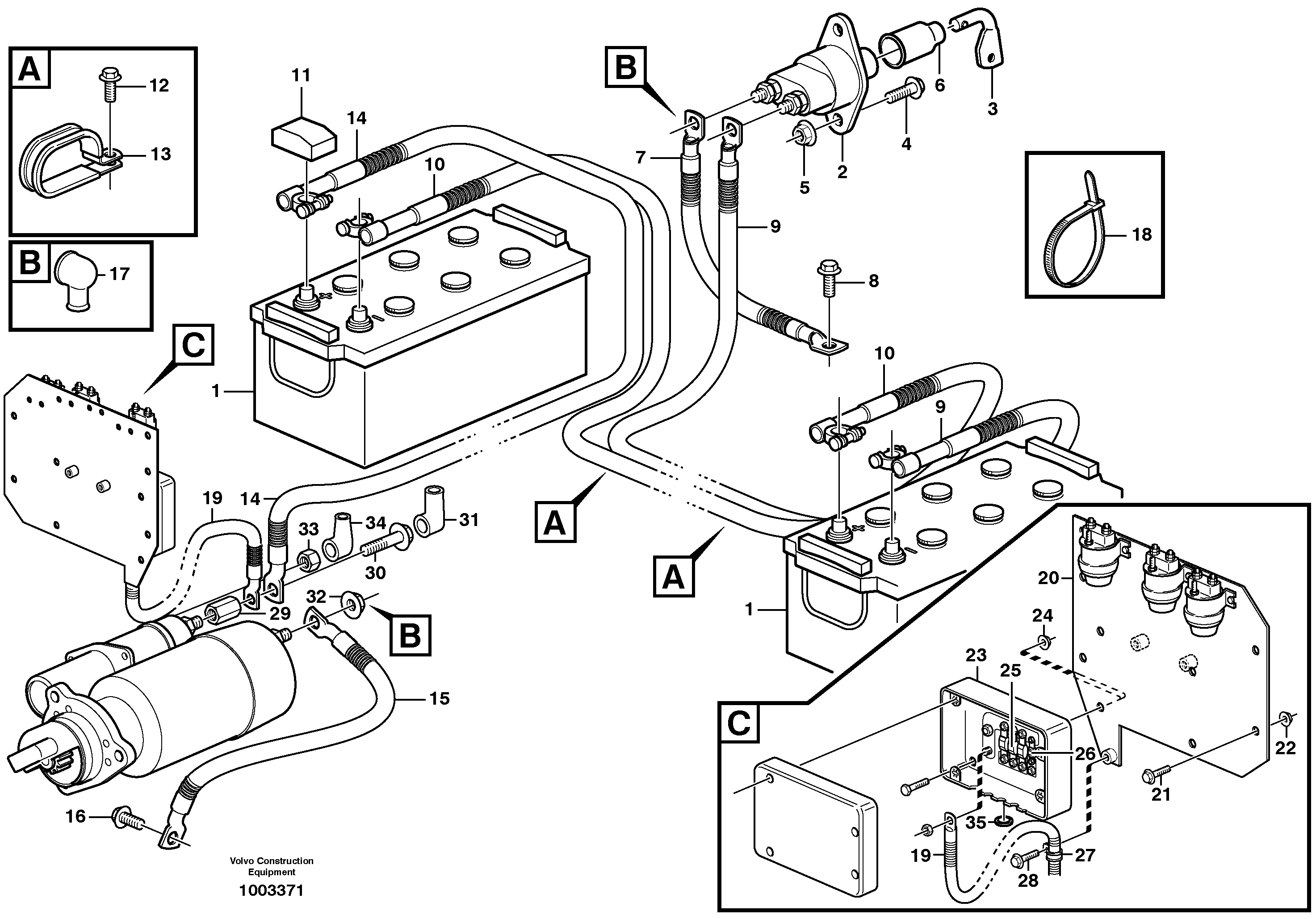 Battery cable and main switch — volvo parts diagram