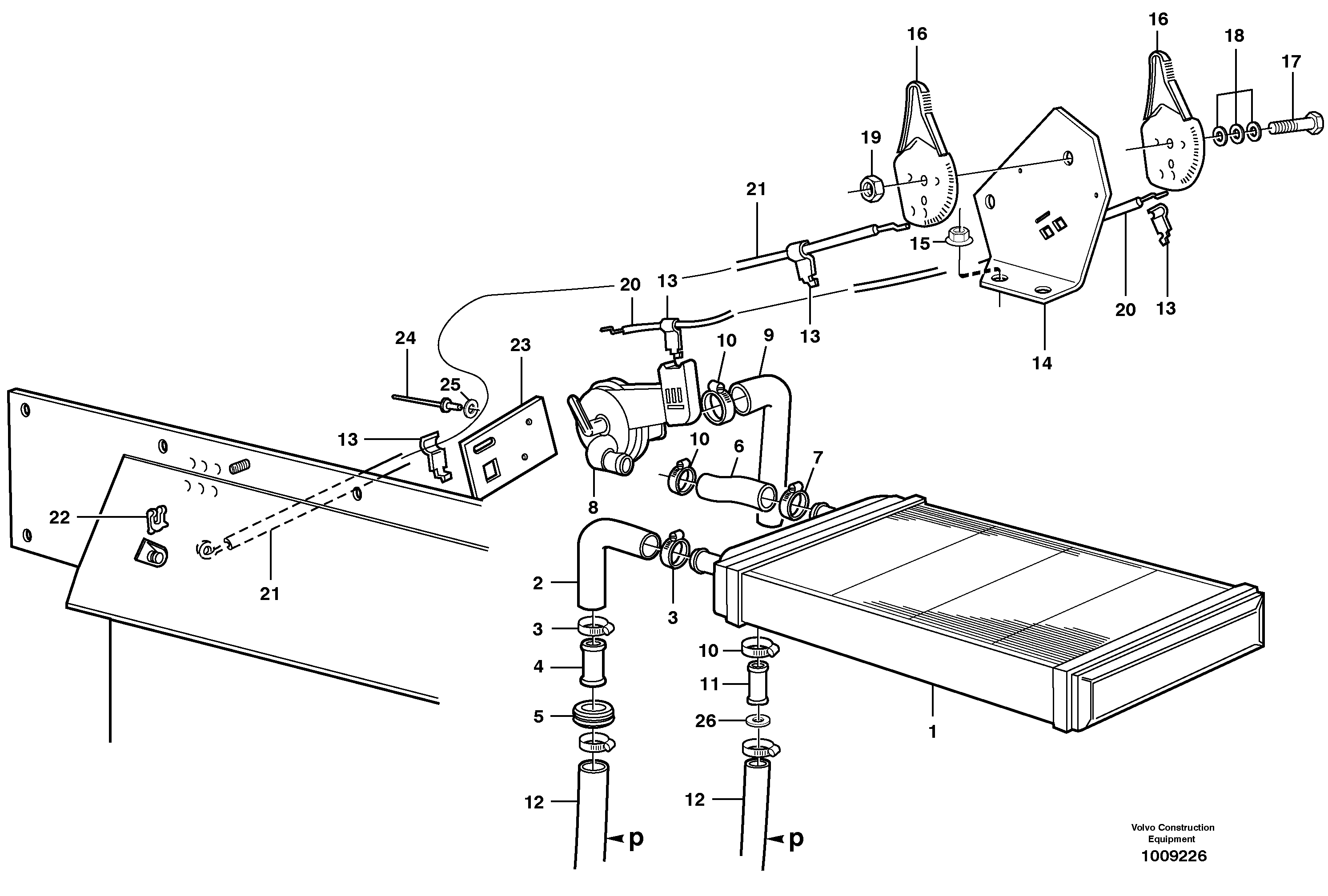 Radiator and control — volvo parts diagram