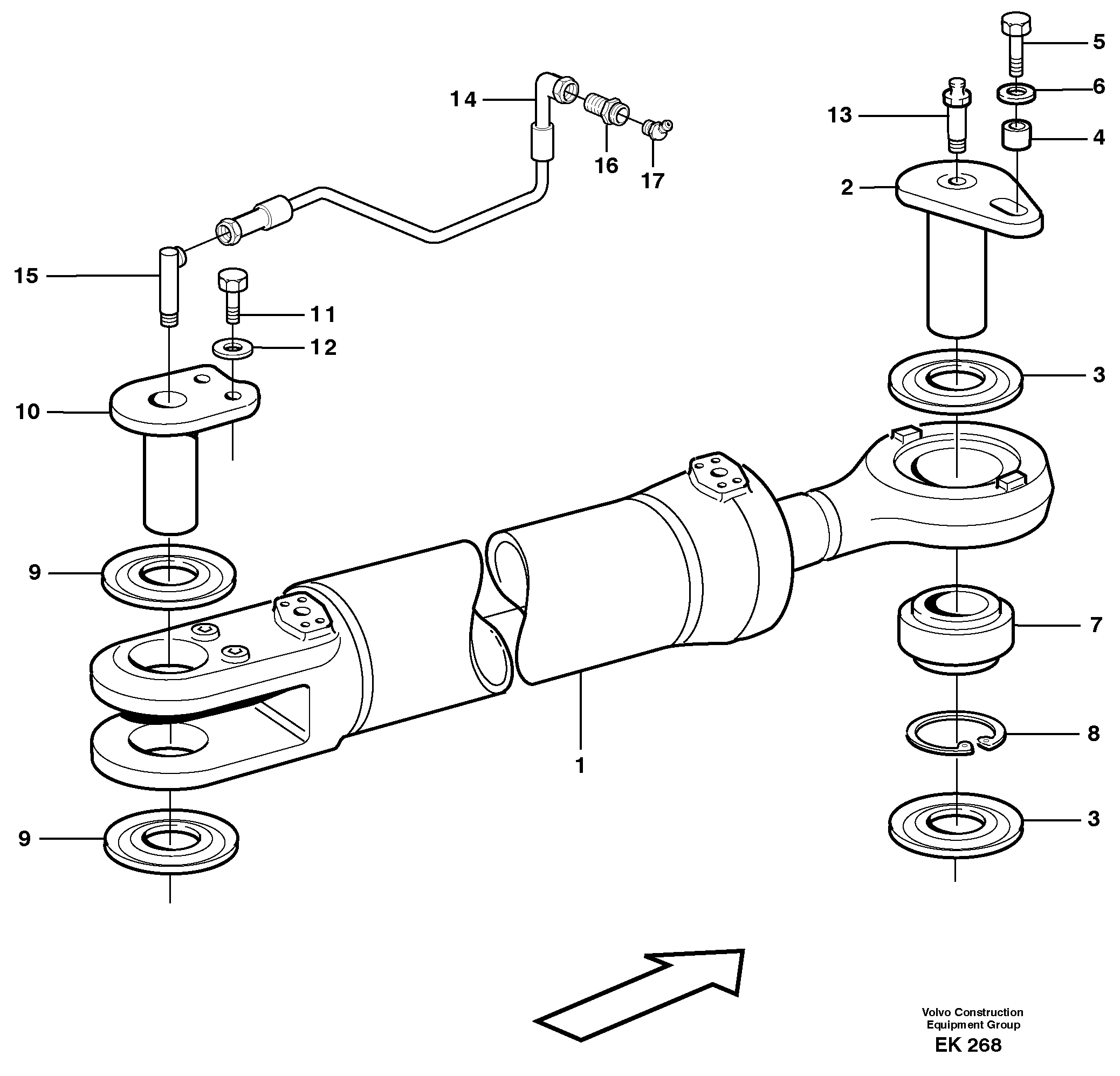 Hydraulic cylinder with fitting parts  33823 — volvo parts diagram
