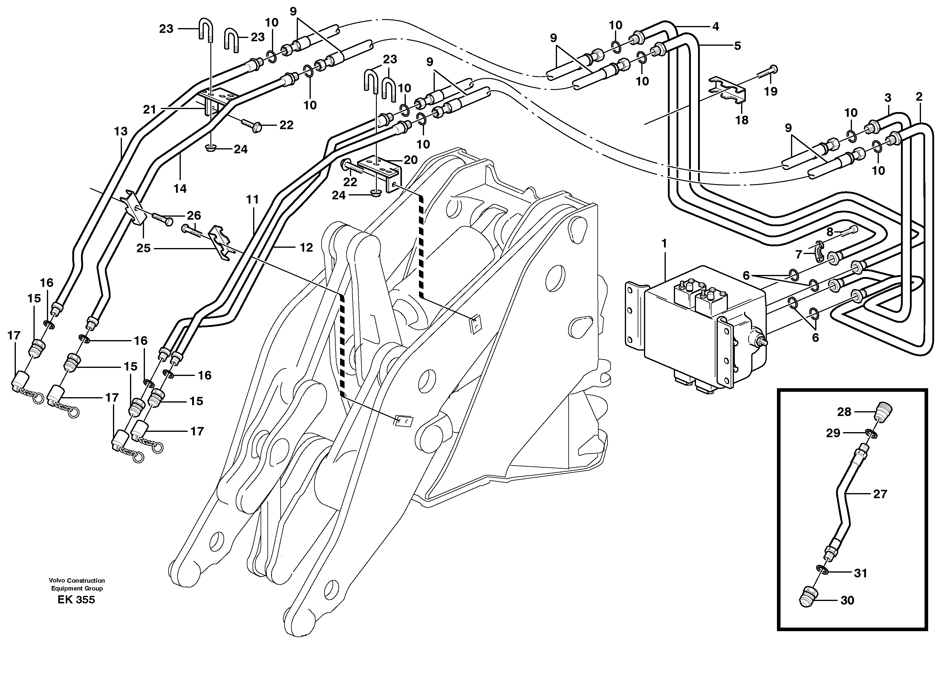 Hydraulic system, 3rd and 4th function.  80277 — volvo parts diagram