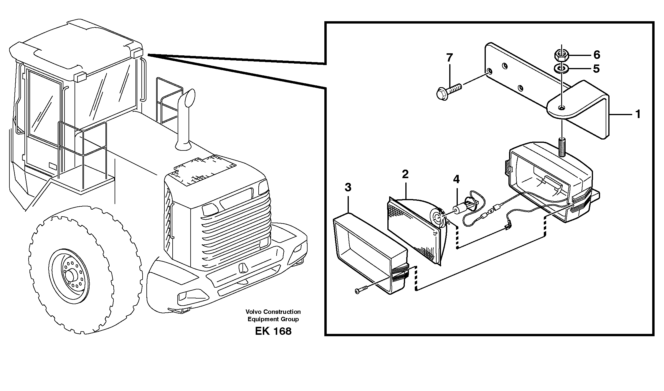 Work lights, rear 93792 — volvo parts diagram