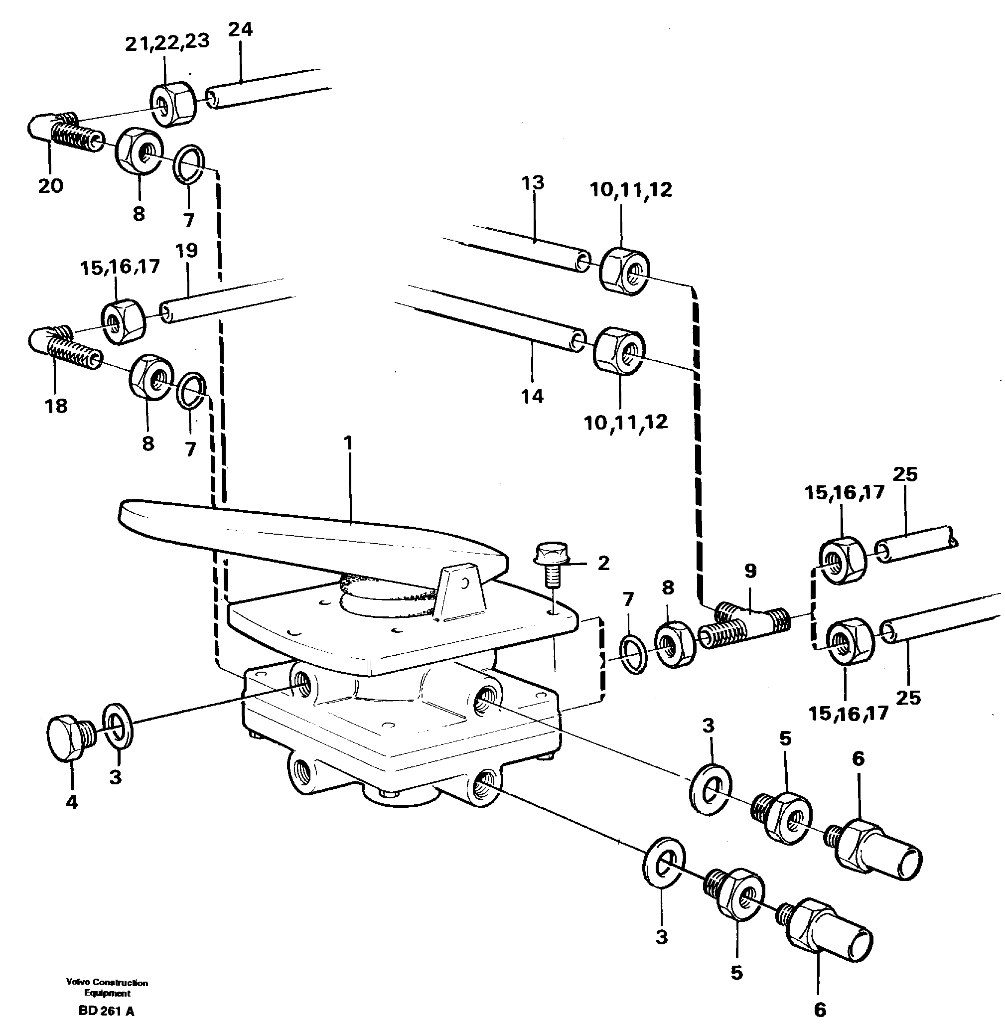 Footbrake valve with mountings — volvo parts diagram