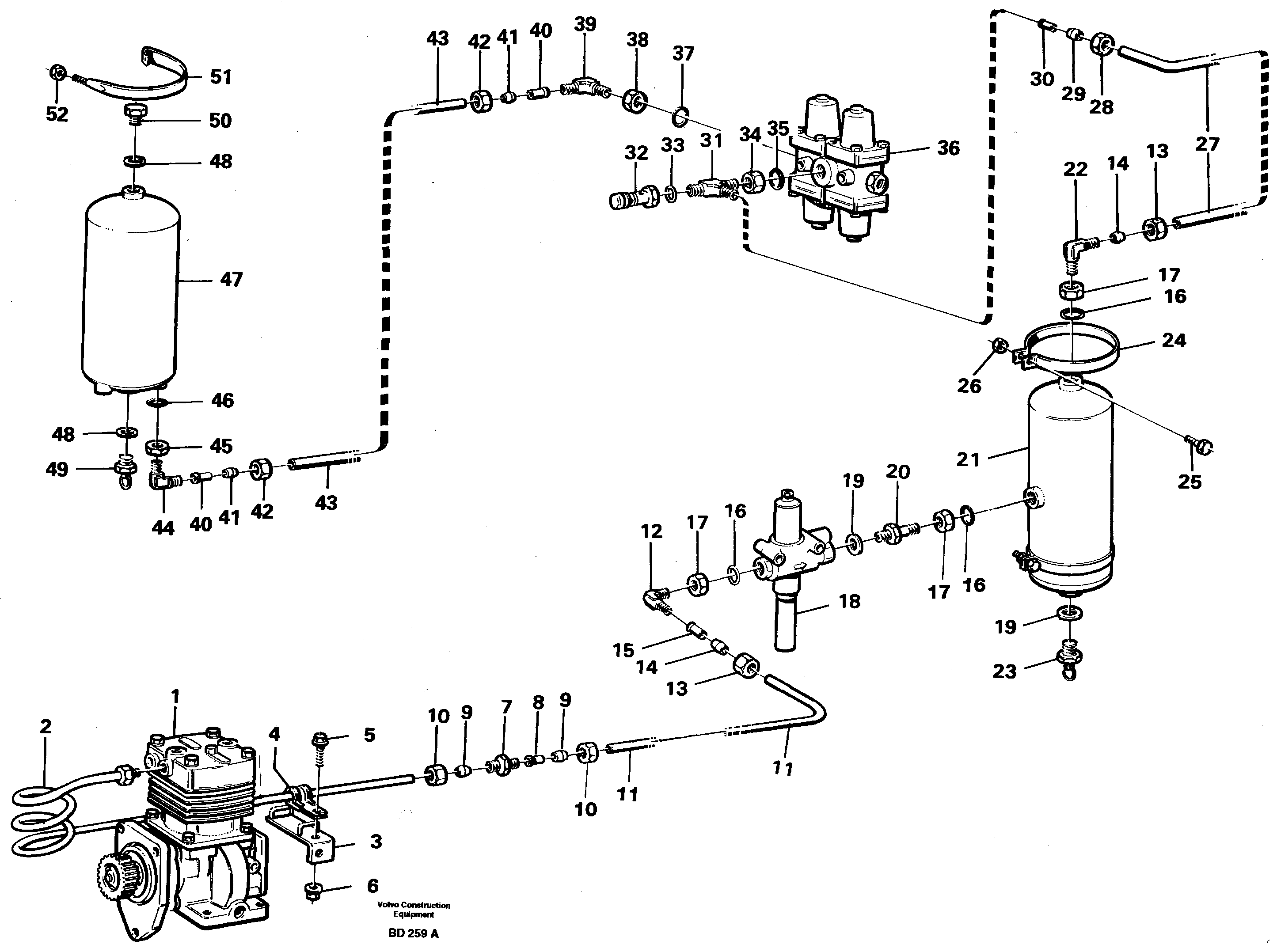 Feed lines, wet tank and regulator — volvo parts diagram