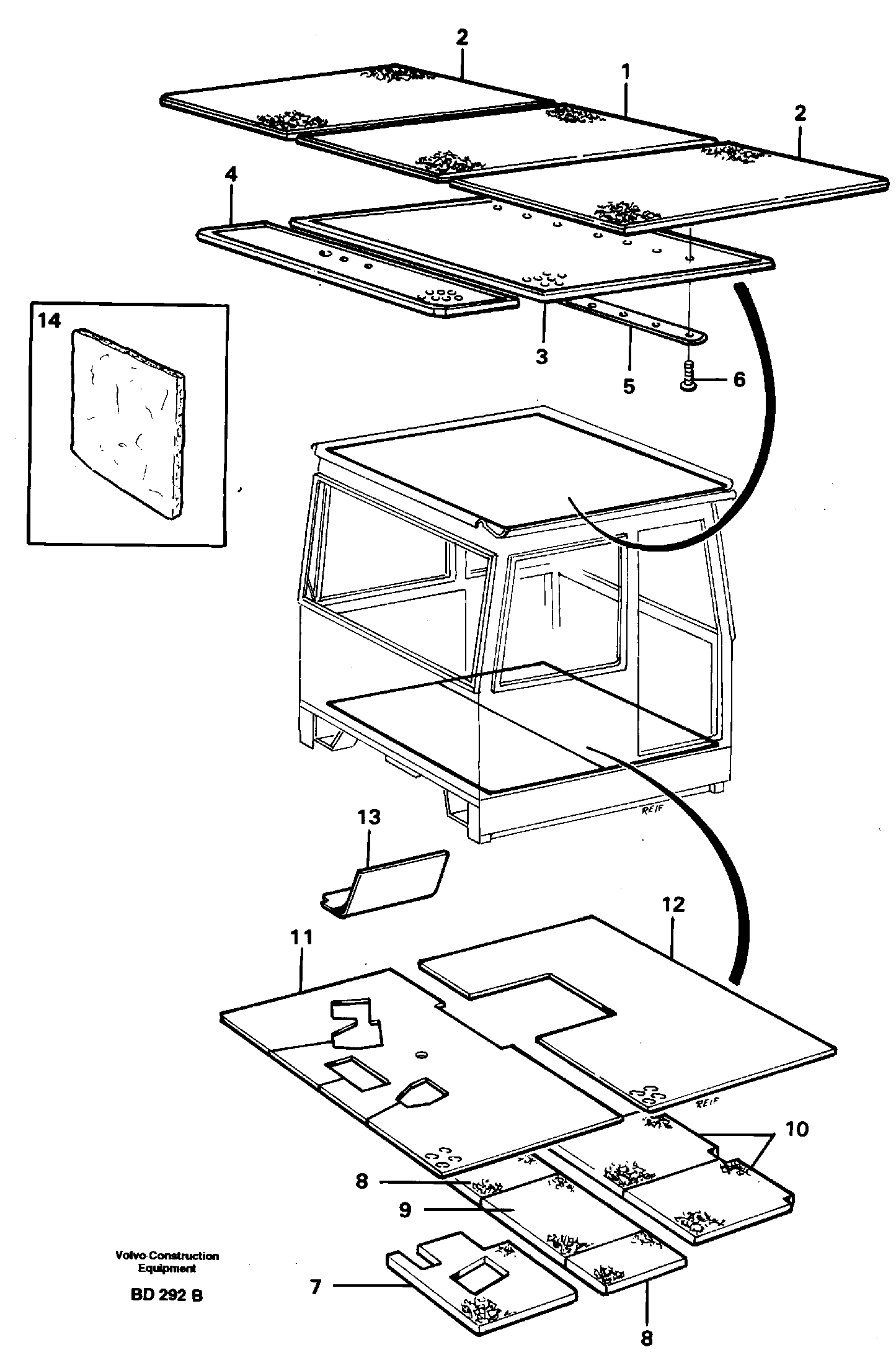 Upholstery and insulation, floor and roof  CAB - 1705 — volvo parts diagram