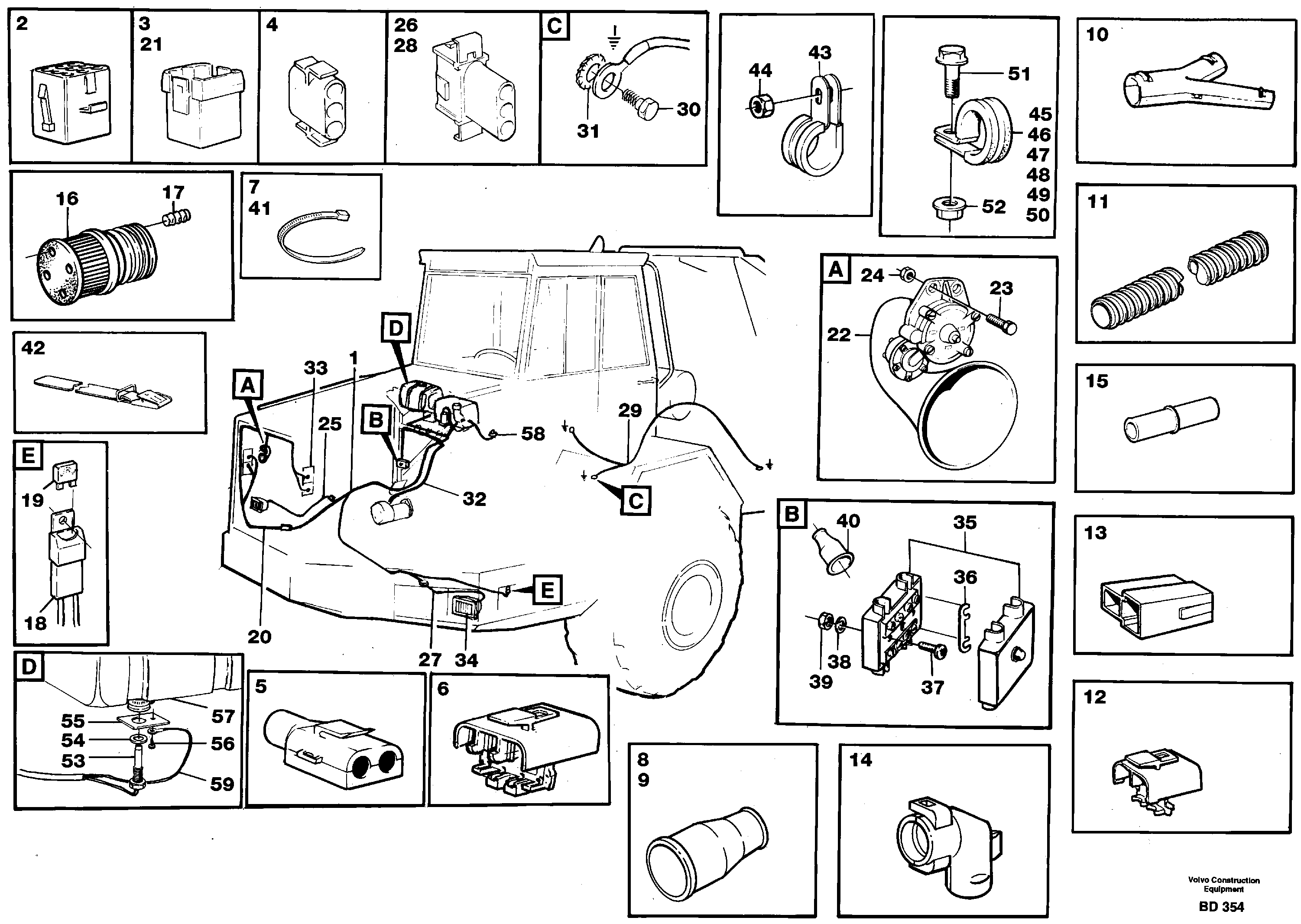 Cable harnesses, front — volvo parts diagram