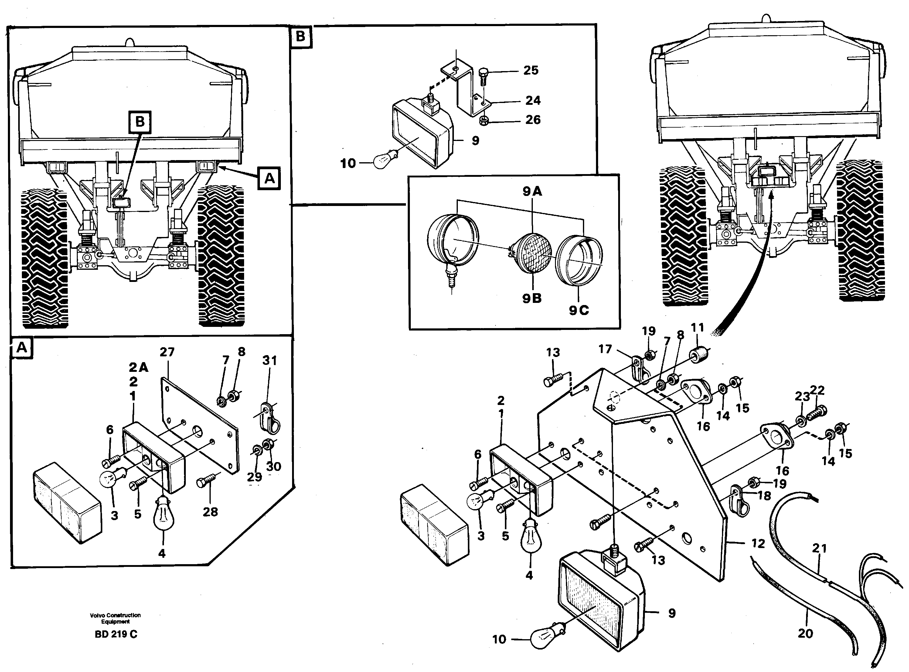 Rear lighting — volvo parts diagram