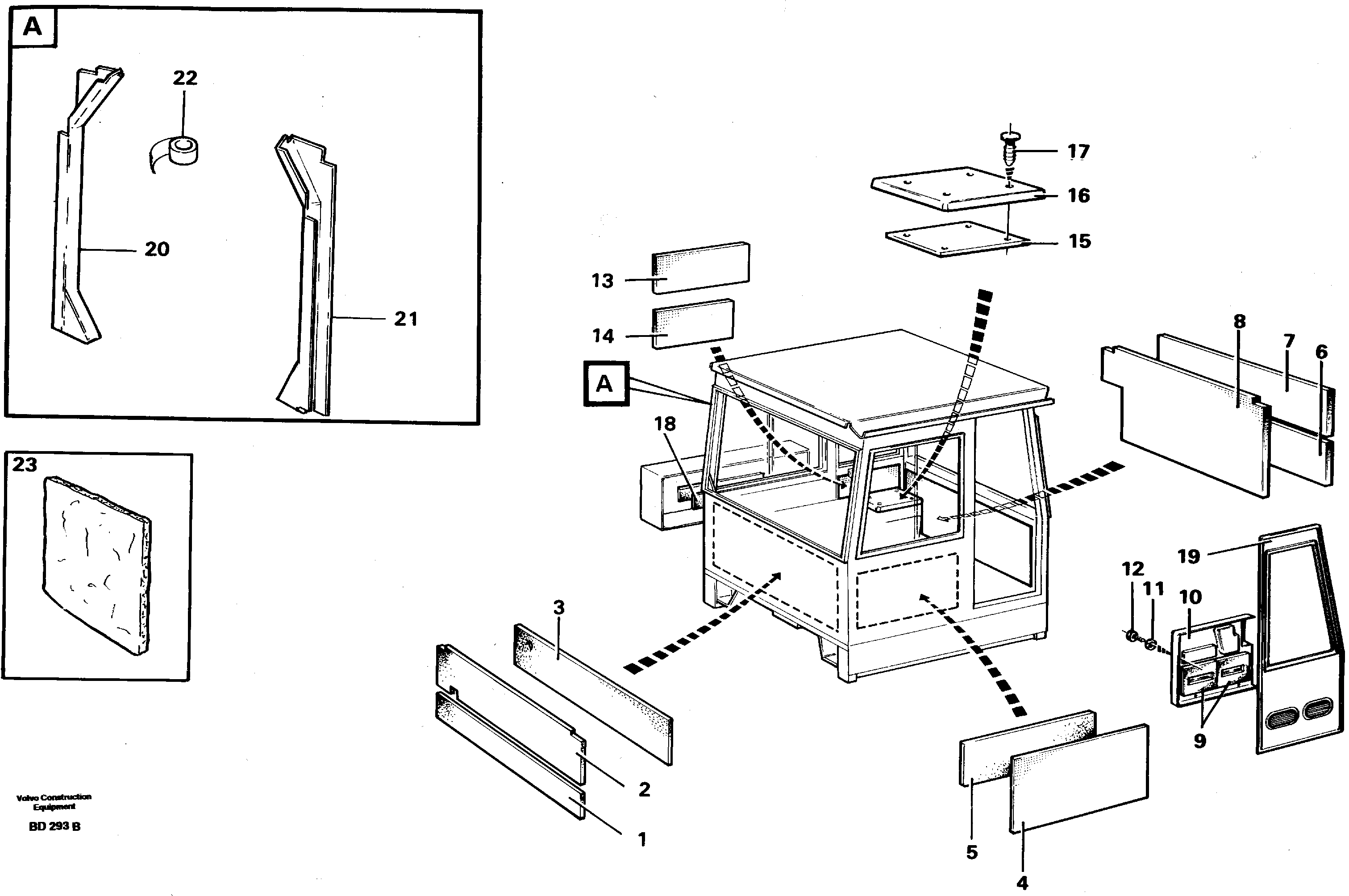 Upholstery and insulation, cab side and climate unit  CAB - 1705 — volvo parts diagram