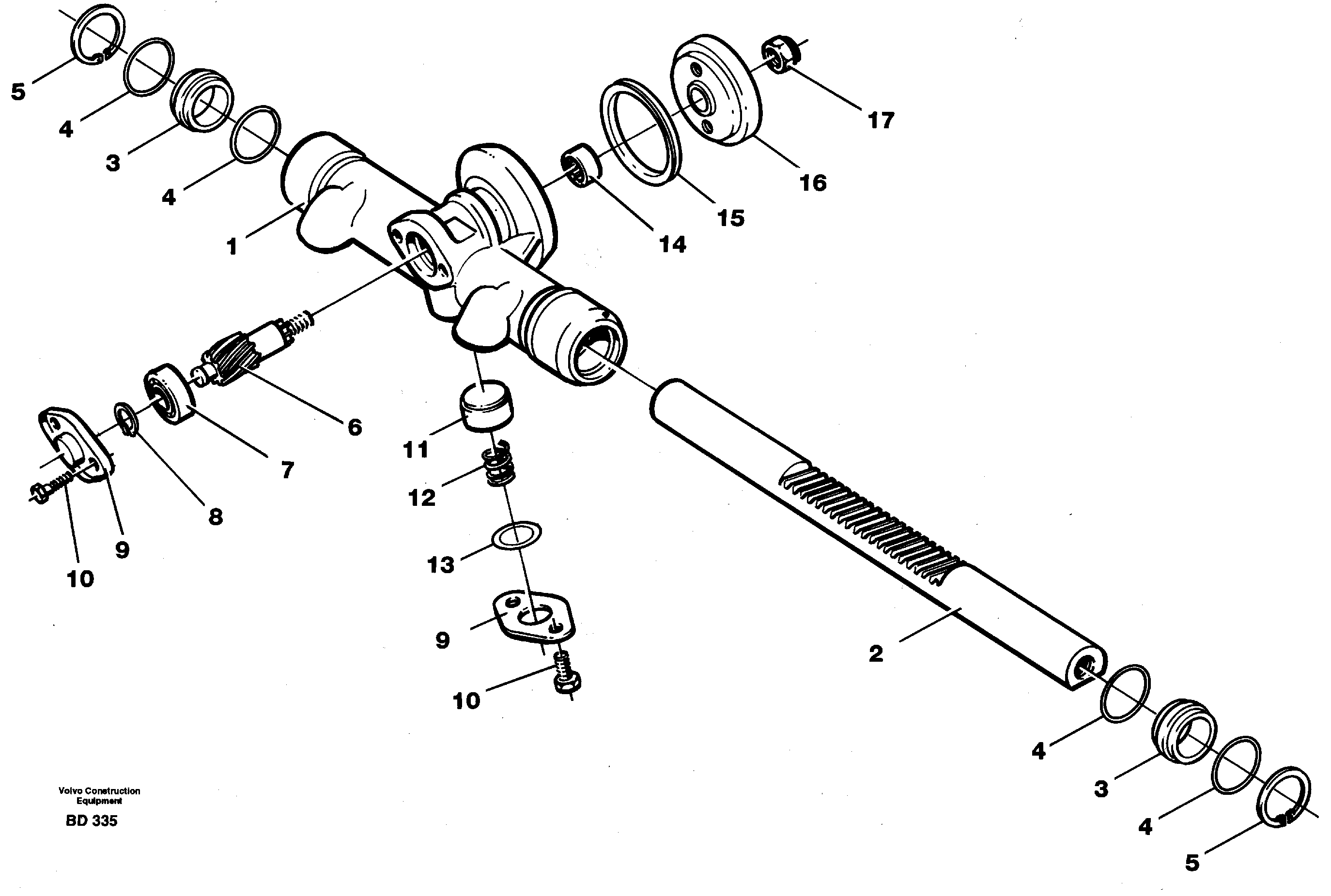 Rack gear  SER NO 1717 -, SER NO 1722 - (USA) — volvo parts diagram