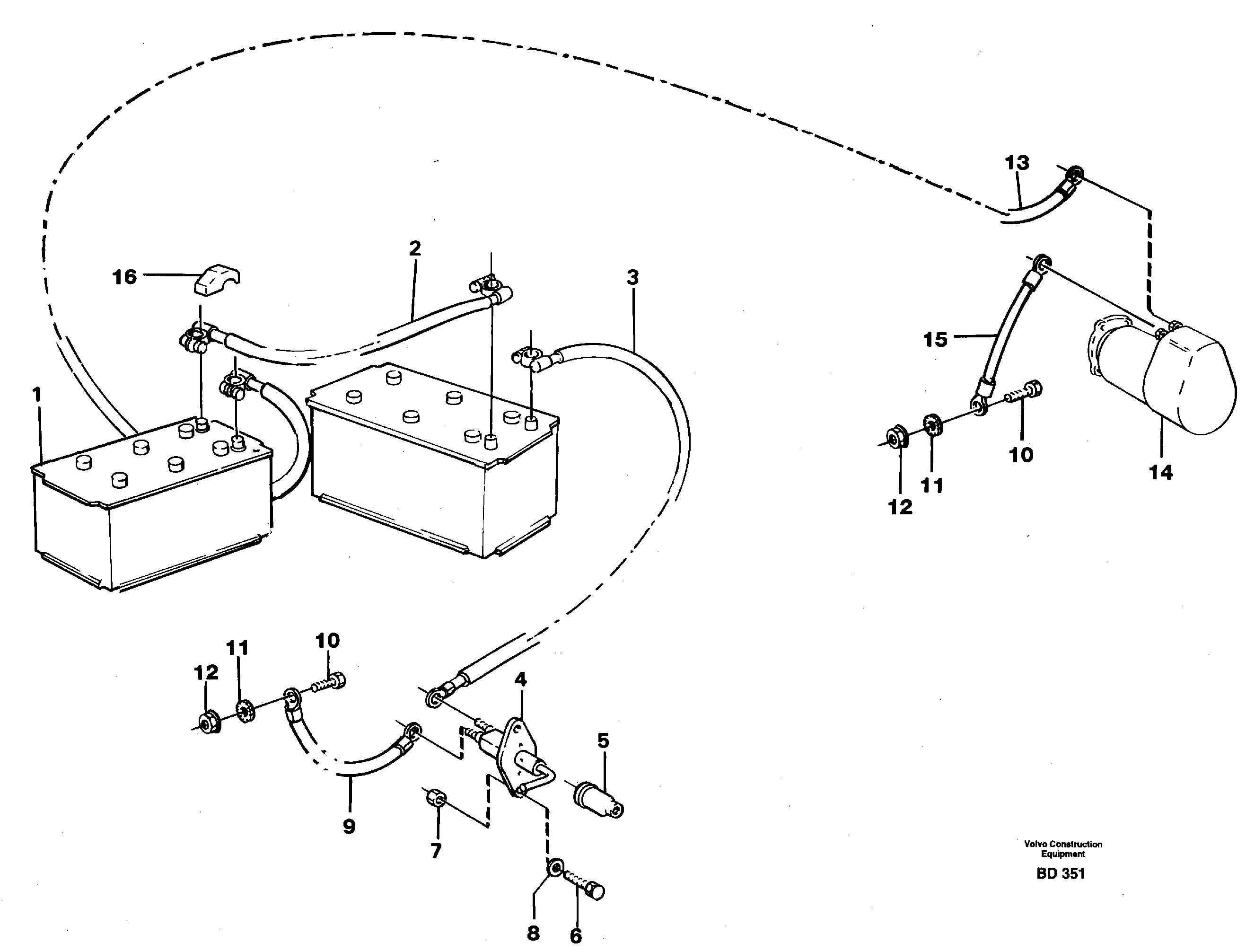 Battery with assembling details — volvo parts diagram