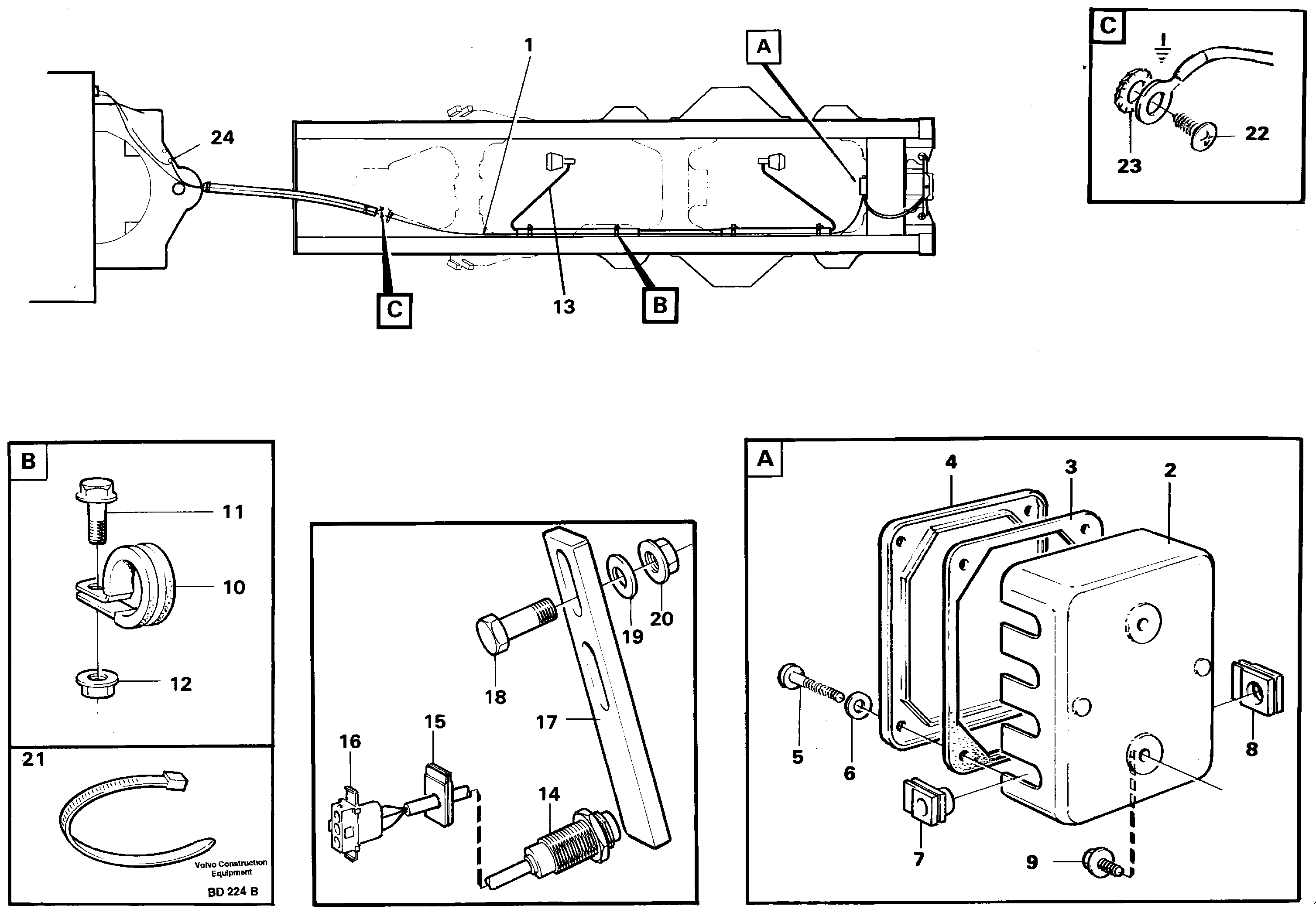 Cable harnesses, rear  SER NO - 1300, SER NO - 1304 (USA) — volvo parts diagram