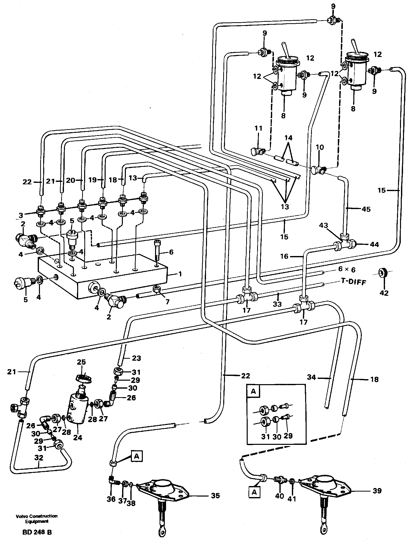 Pneumatic system: Diff Cab — volvo parts diagram