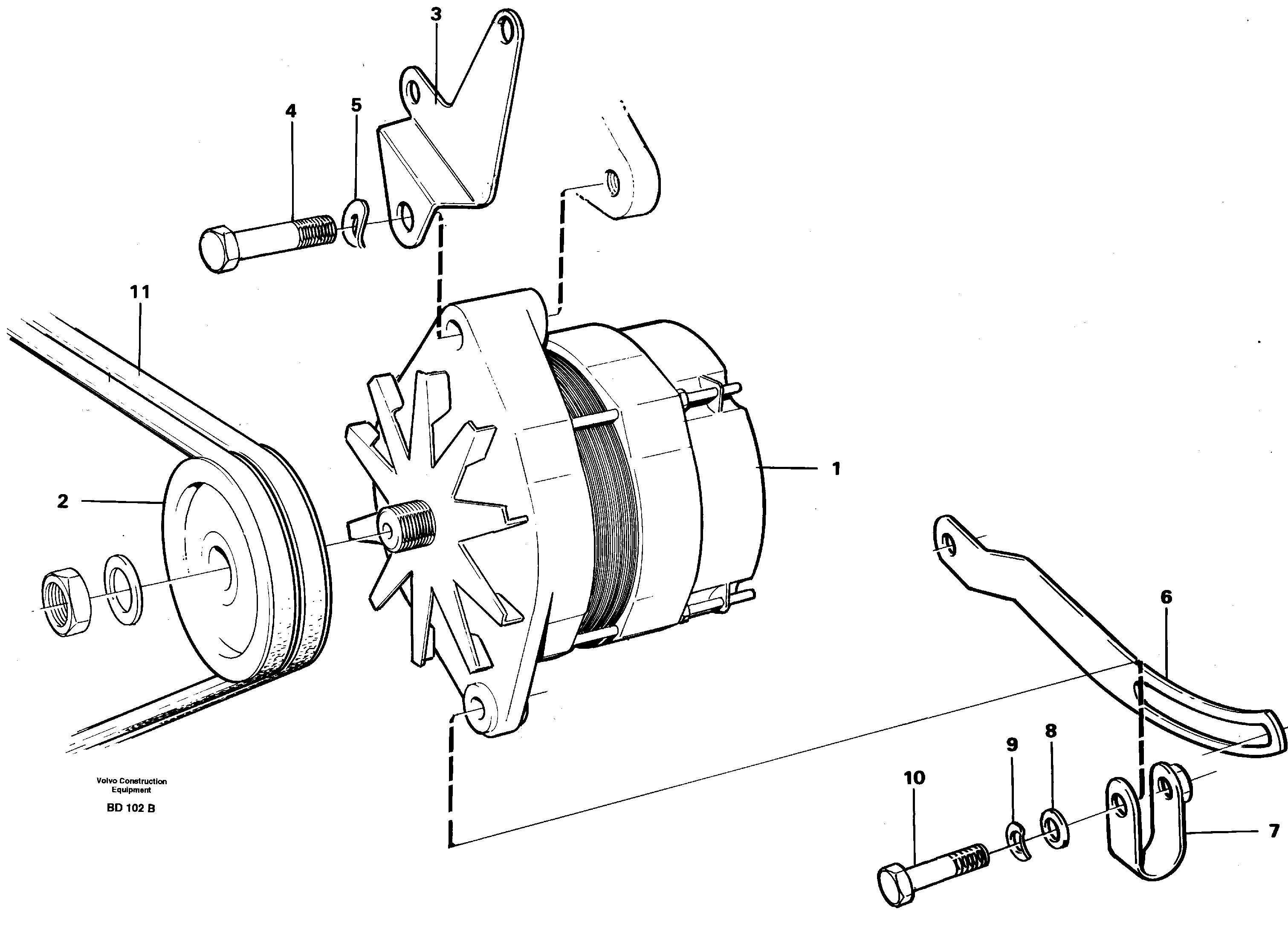 Alternator with assembling details — volvo parts diagram