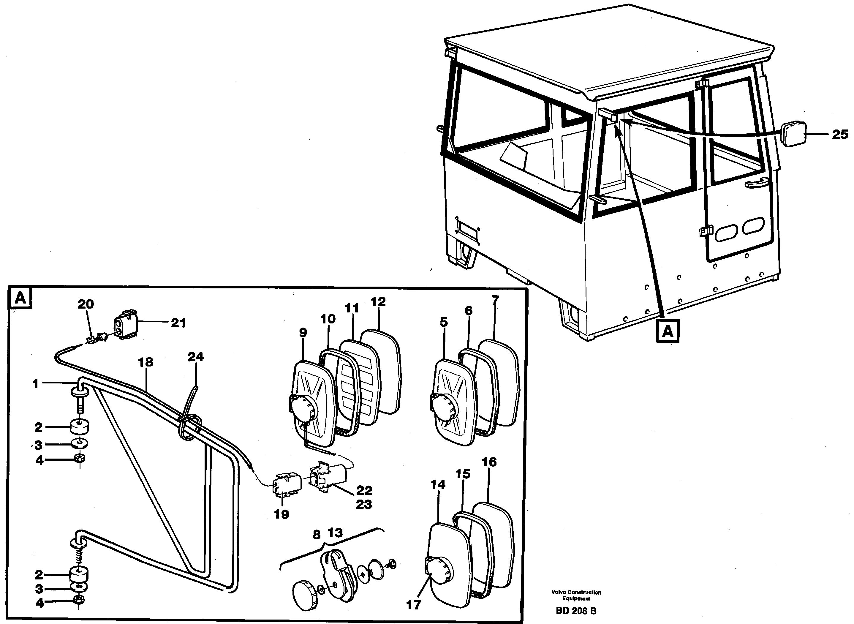 Rear view mirrors — volvo parts diagram