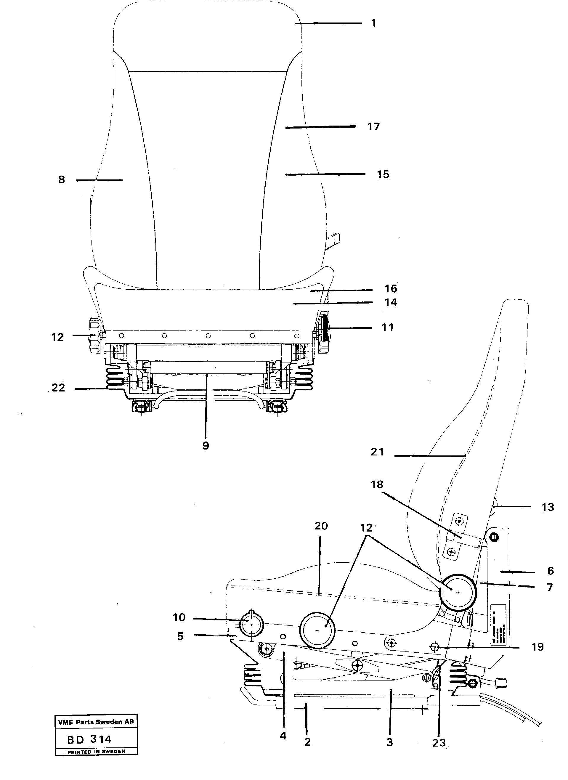 Operator's seat  92174 — volvo parts diagram
