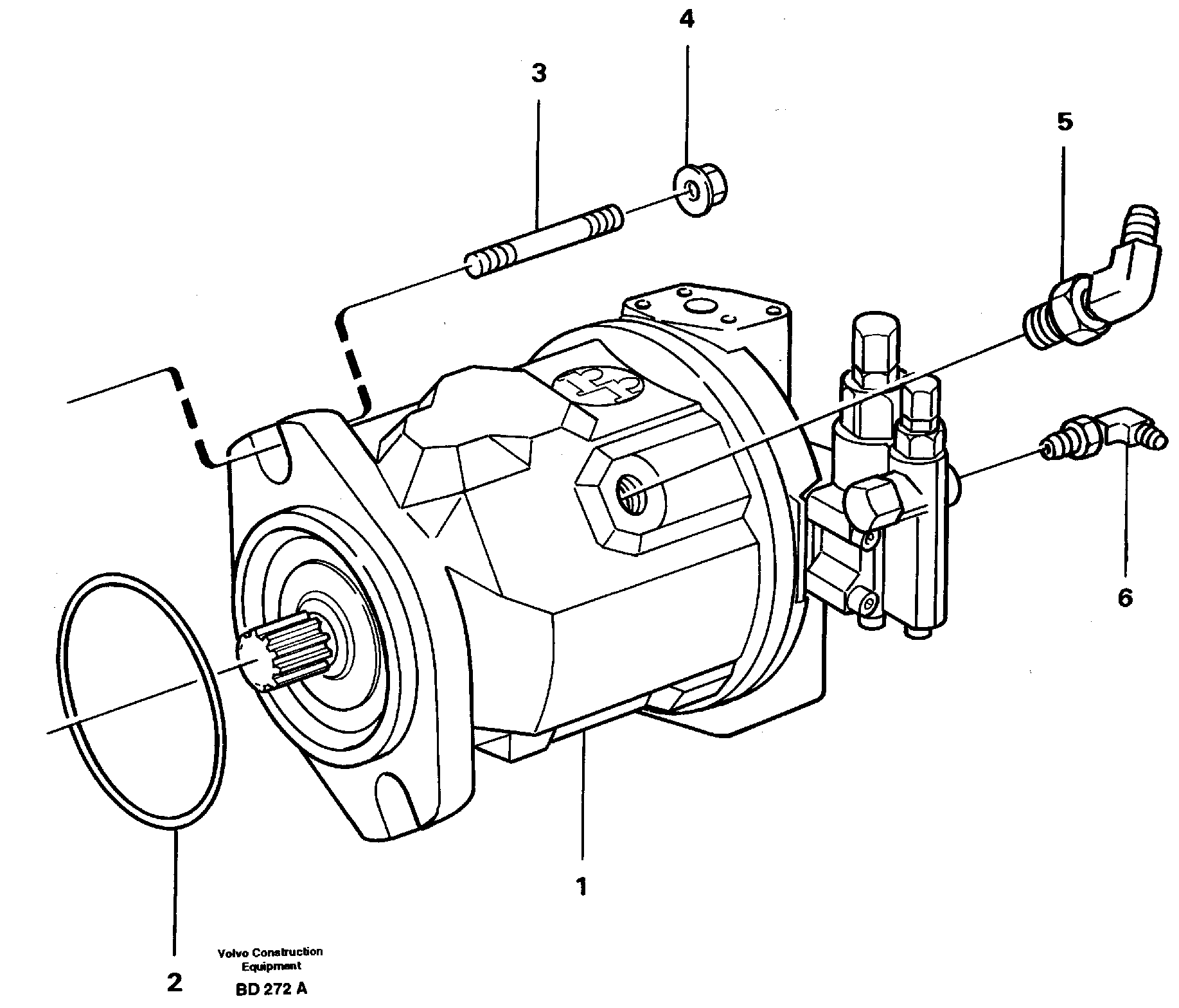 Hydraulic pump with fitting parts — volvo parts diagram